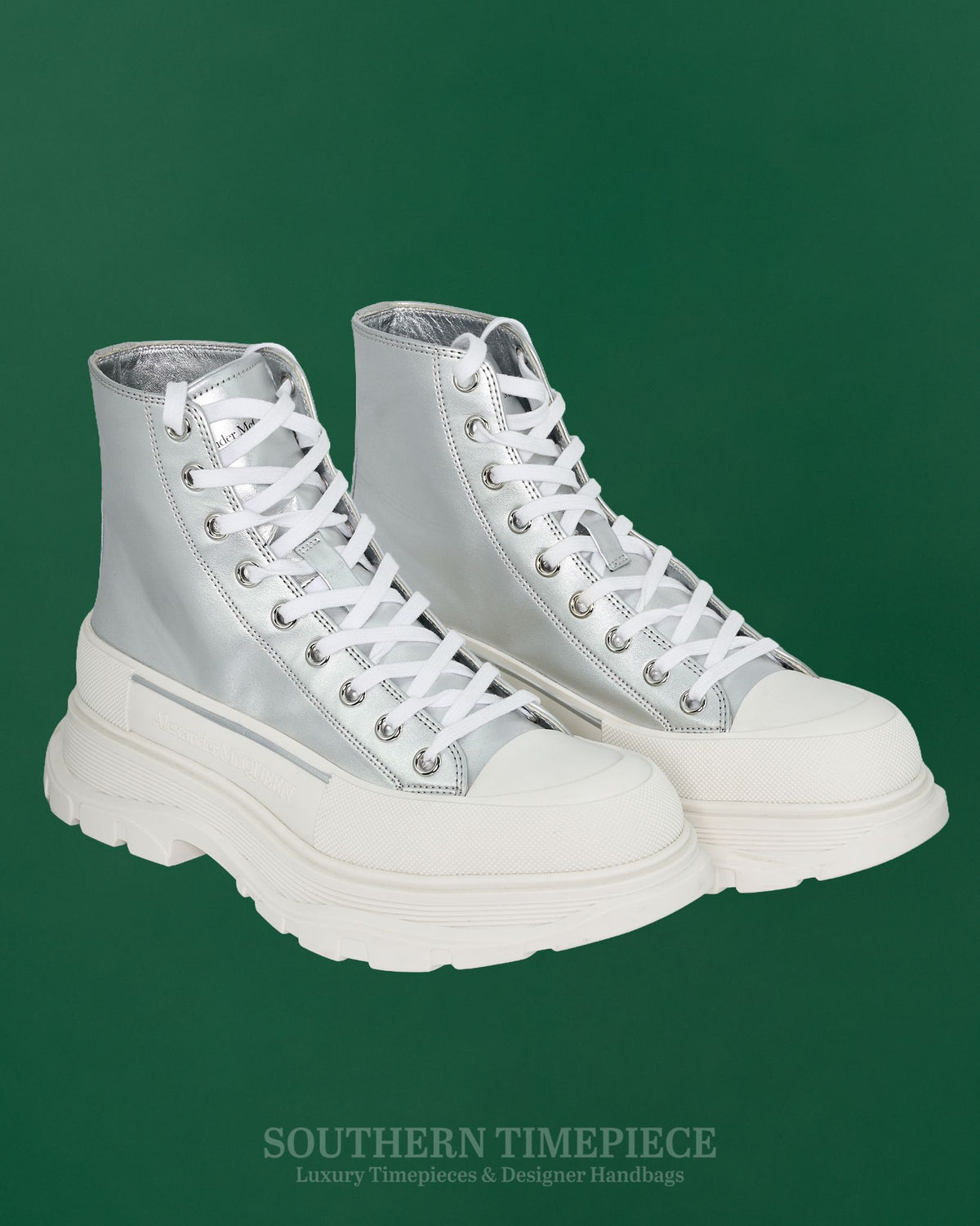 Alexander McQueen Tread Sneaker Boots - Silver White