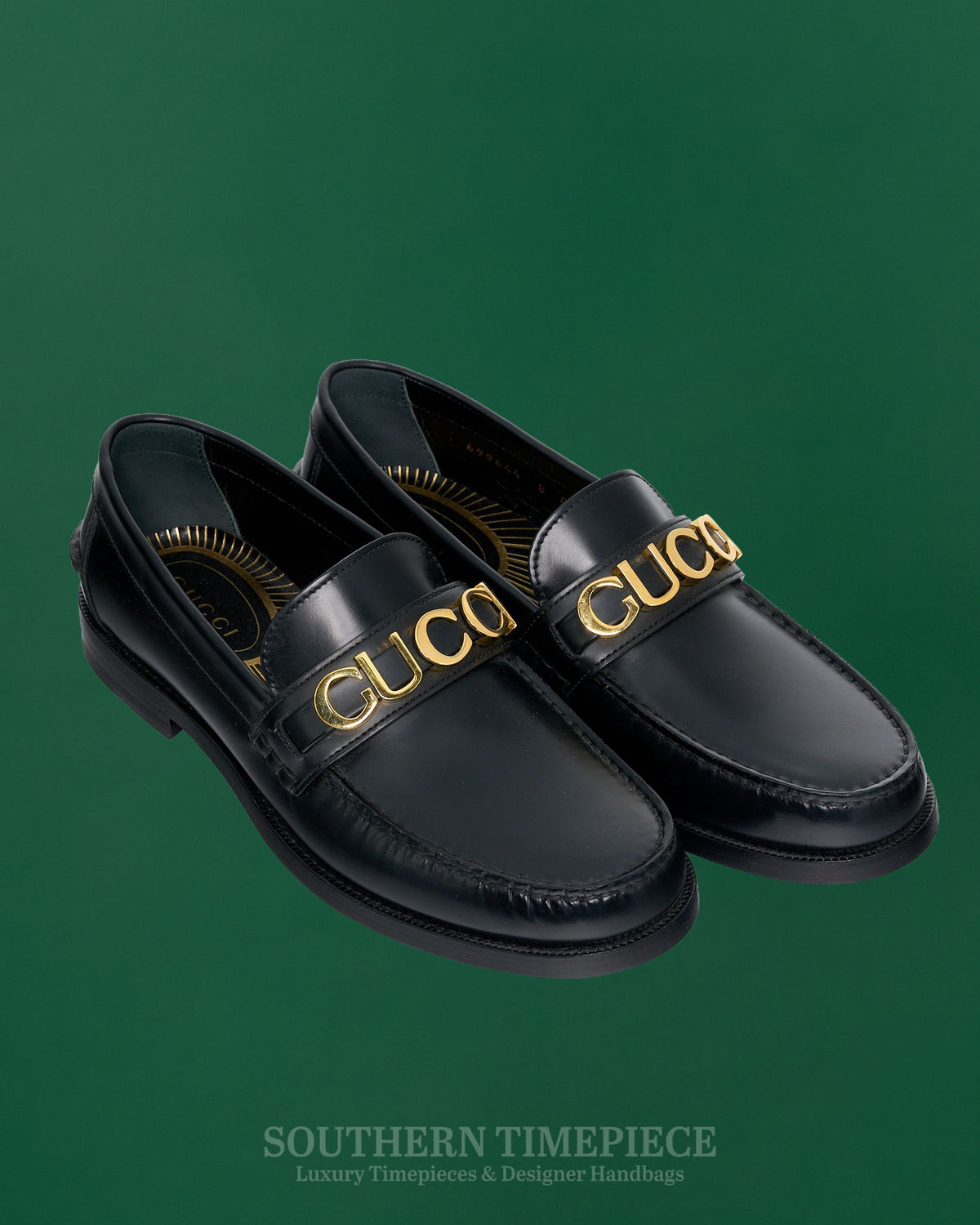 Gucci Men's Logo Lettering Leather Loafers US Size 8.5