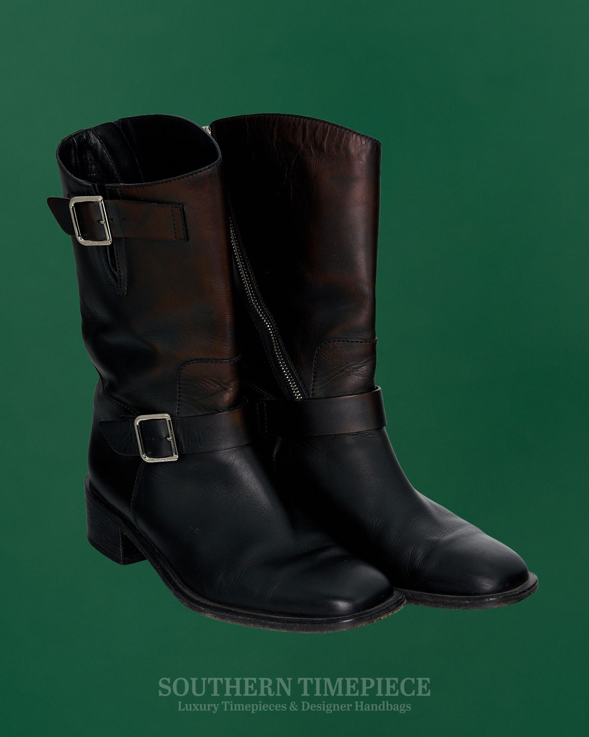 Chanel Moto Buckle Boots - Black Calfskin (Size 40)(US 8)