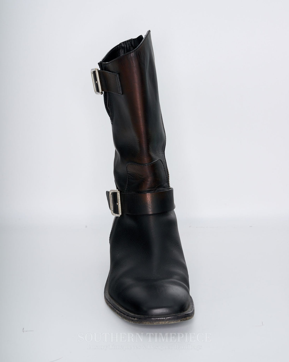 Chanel Moto Buckle Boots - Black Calfskin (Size 40)(US 8)