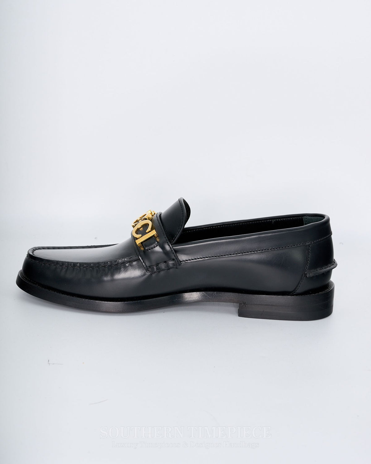 Gucci Men's Logo Lettering Leather Loafers US Size 8.5