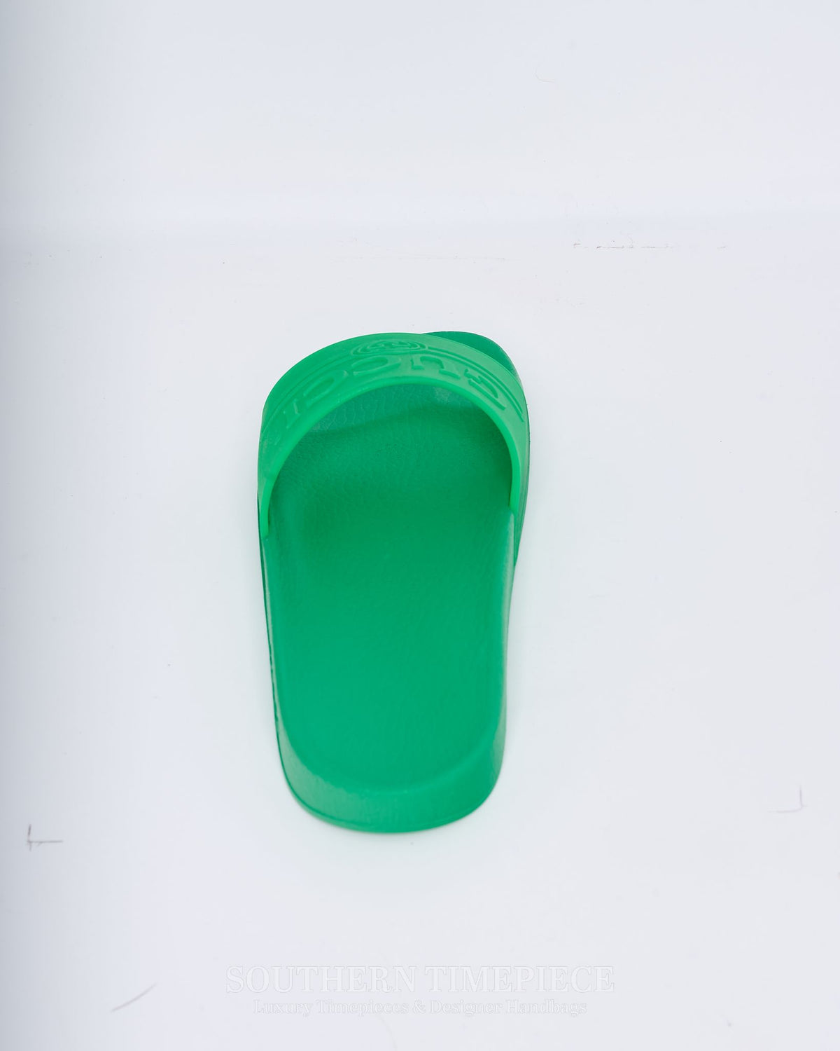 Gucci Logo Embossed Slides - Green Rubber (Size 8)