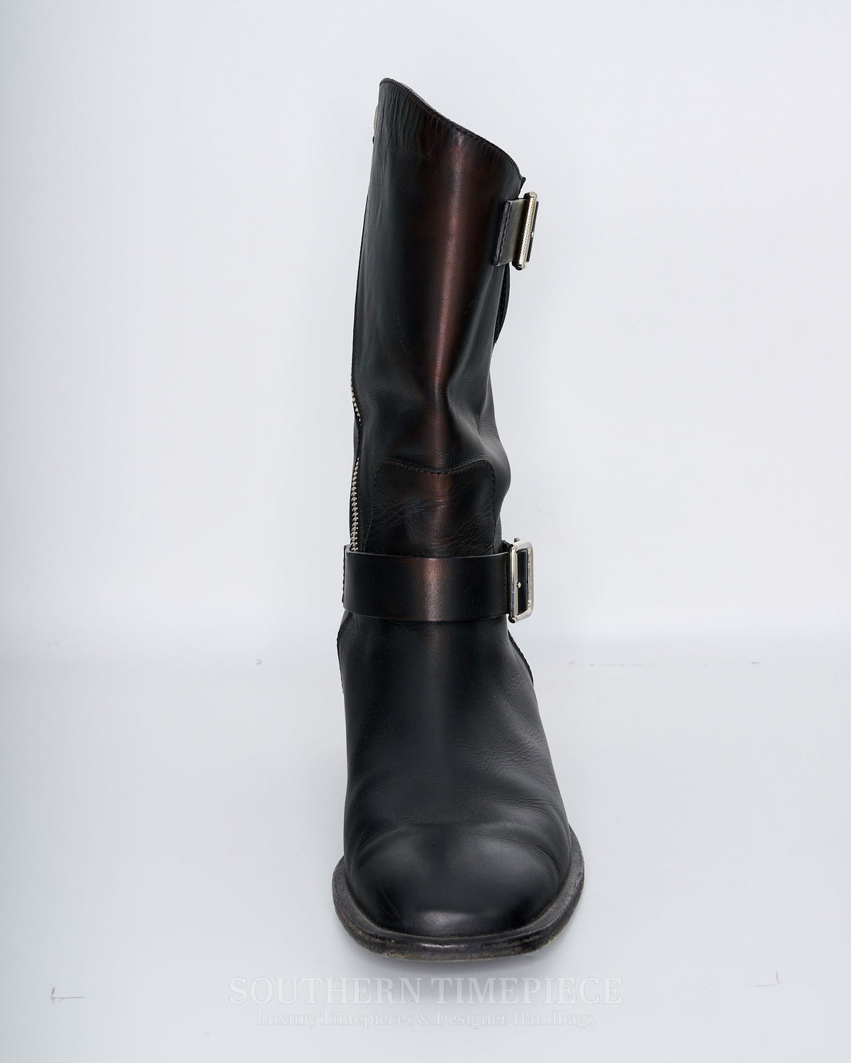 Chanel Moto Buckle Boots - Black Calfskin (Size 40)(US 8)