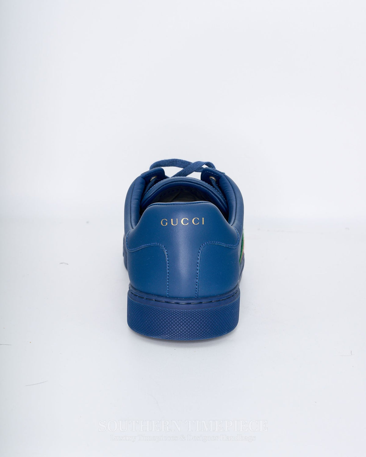 Gucci Ace Sneaker With Web - Blue Leather (Size 10)