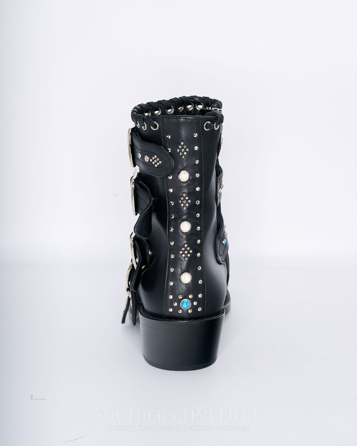 Burberry Albertina Studded Peep-Toe Booties Size 37