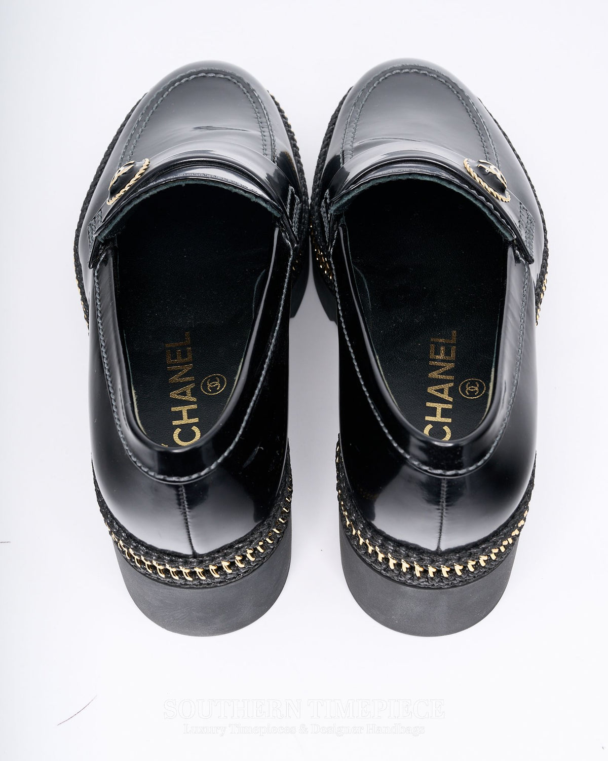 Chanel Shiny Calfskin CC Platform Loafers