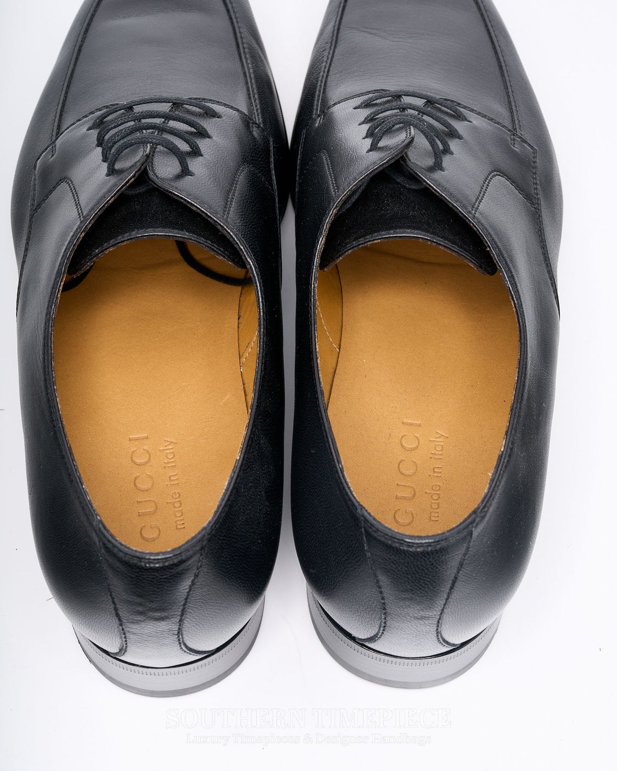 Gucci Men's Lace Up Shoes - Black Mandala Goat Leather (Size 10.5)
