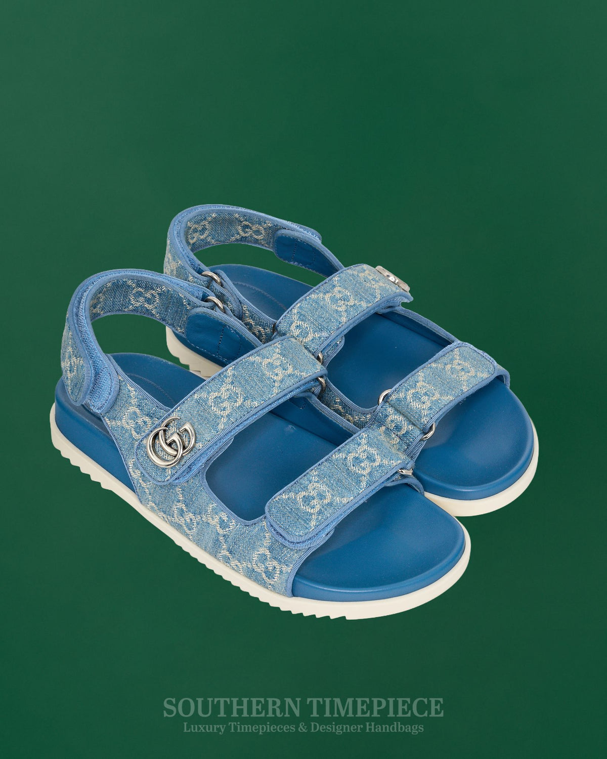 Gucci Moritz Slingback Sandals - Blue Denim