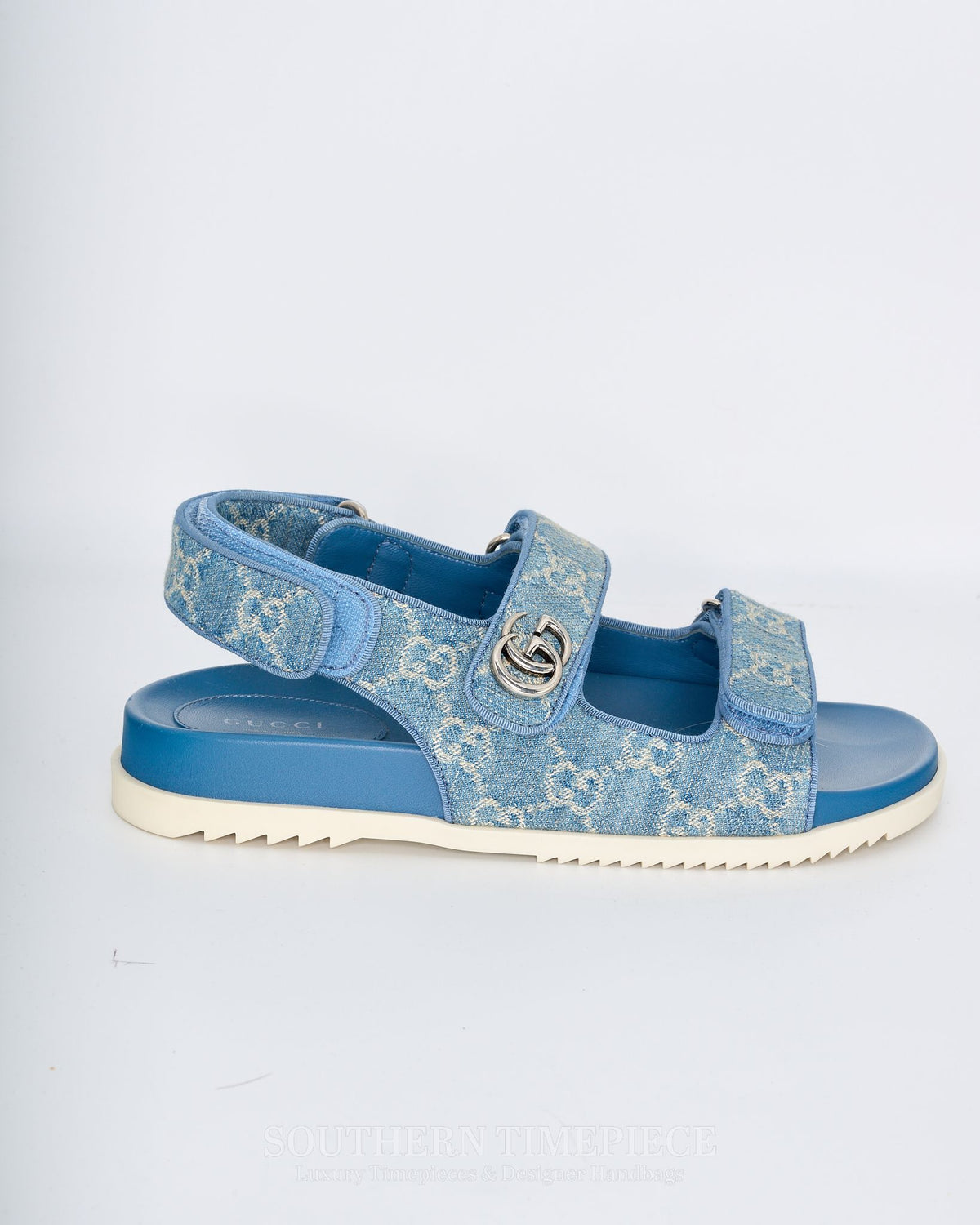 Gucci Moritz Slingback Sandals - Blue Denim