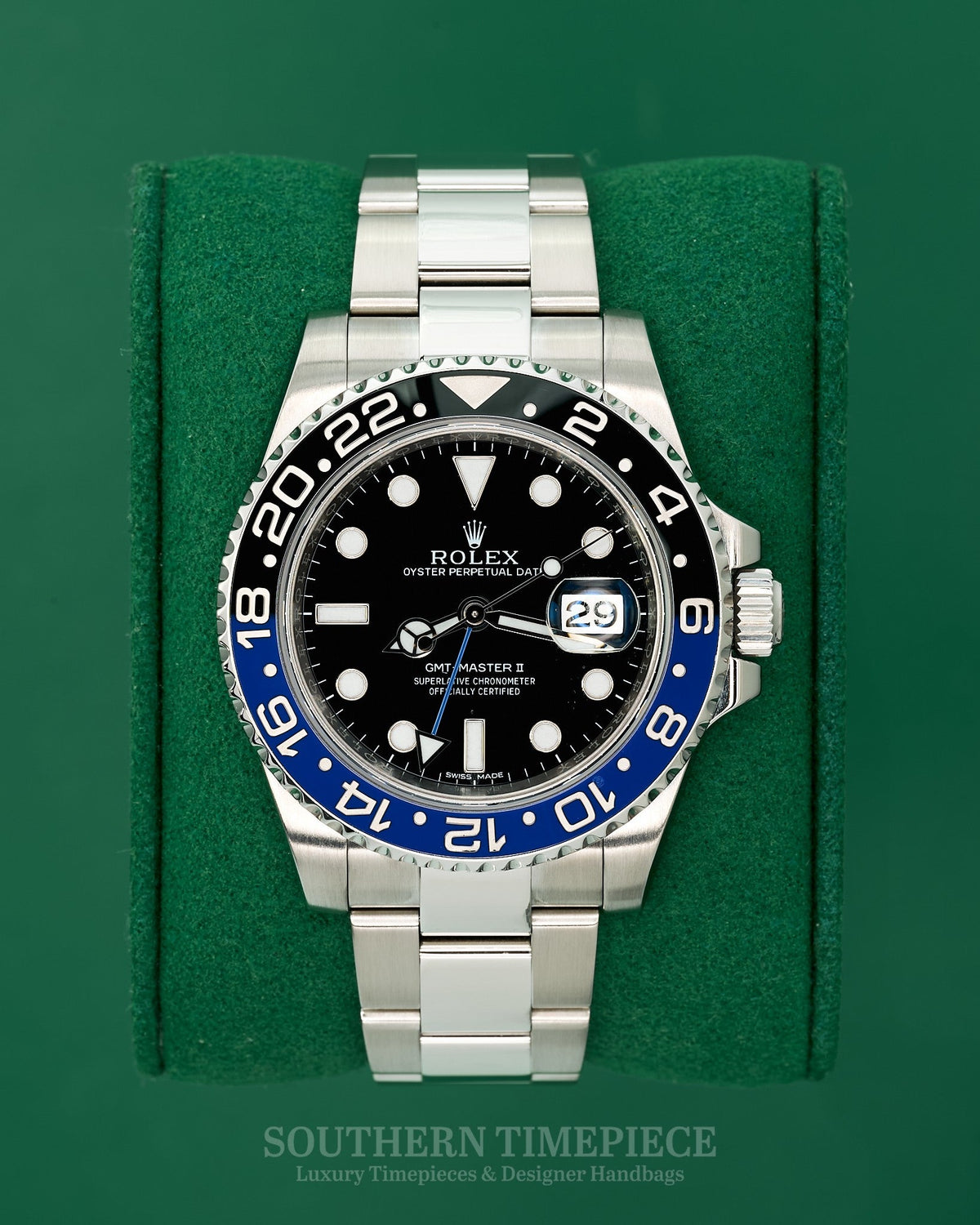 40mm Rolex GMT-Master II "Batman" with Blue and Black Bezel in Stainless Steel on Oyster (Ref: 116710BLNR)(Year: 2014)(Box & Appraisal) (476903X)