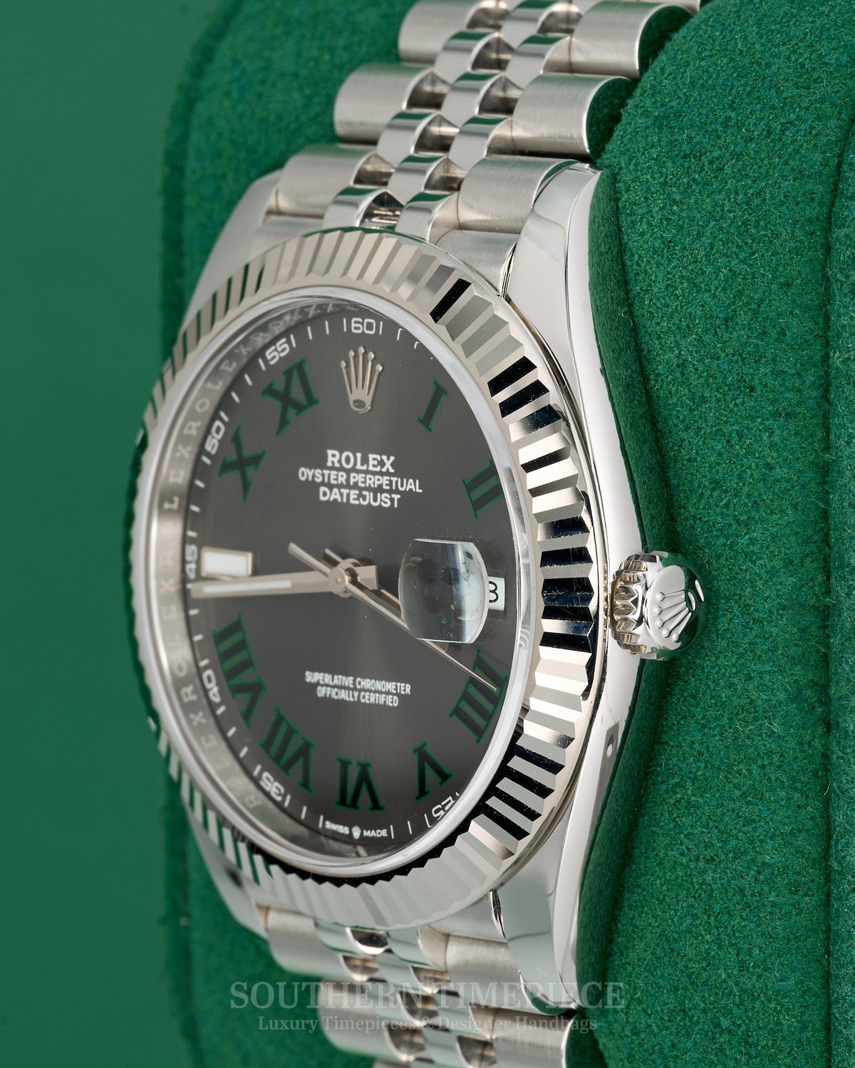 41mm Rolex Datejust "Wimbledon" in 18kt White Gold and Oystersteel on Jubilee (Ref: 126334)(Year: 2018)(Box & Papers)