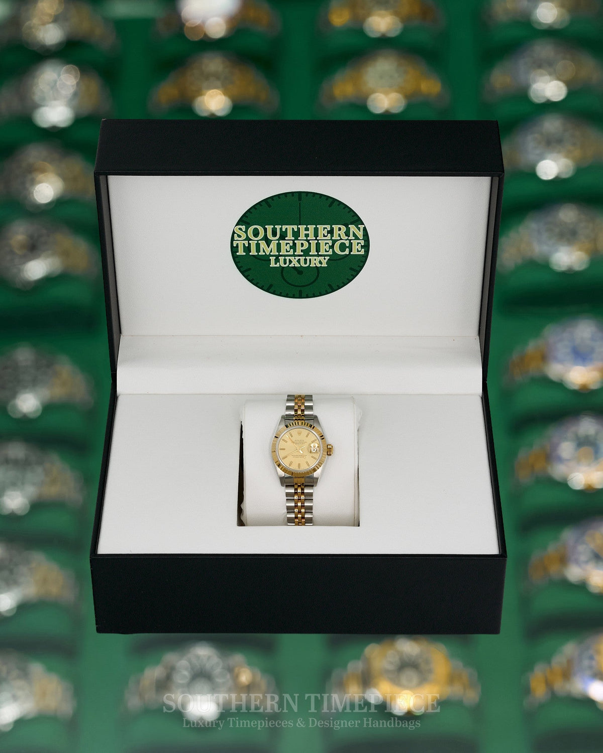 26mm Rolex Datejust with Champagne Stick Dial in 18kt Yellow Gold and Stainless on Jubilee (Ref: 69173)(Year: 1990) (A260468)