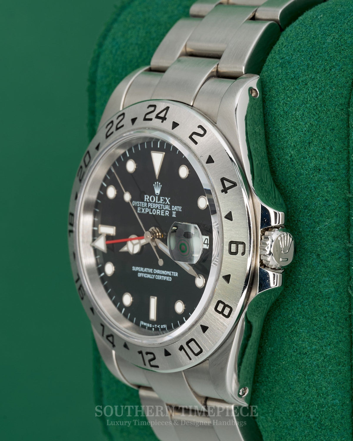 40mm Rolex Explorer II with Black Dial in Stainless Steel on Oyster Bracelet (Ref: 16570)(Year: 1995)