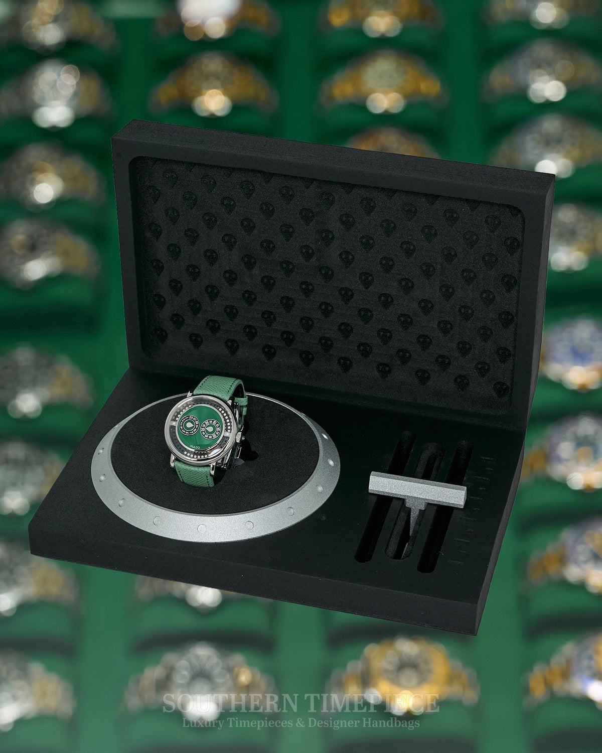42mm MB&F M.A.D. 2 Green in Stainless Steel on Green Calfskin Leather (Ref: MAD 2)(Year: 2025)(Box & Papers)