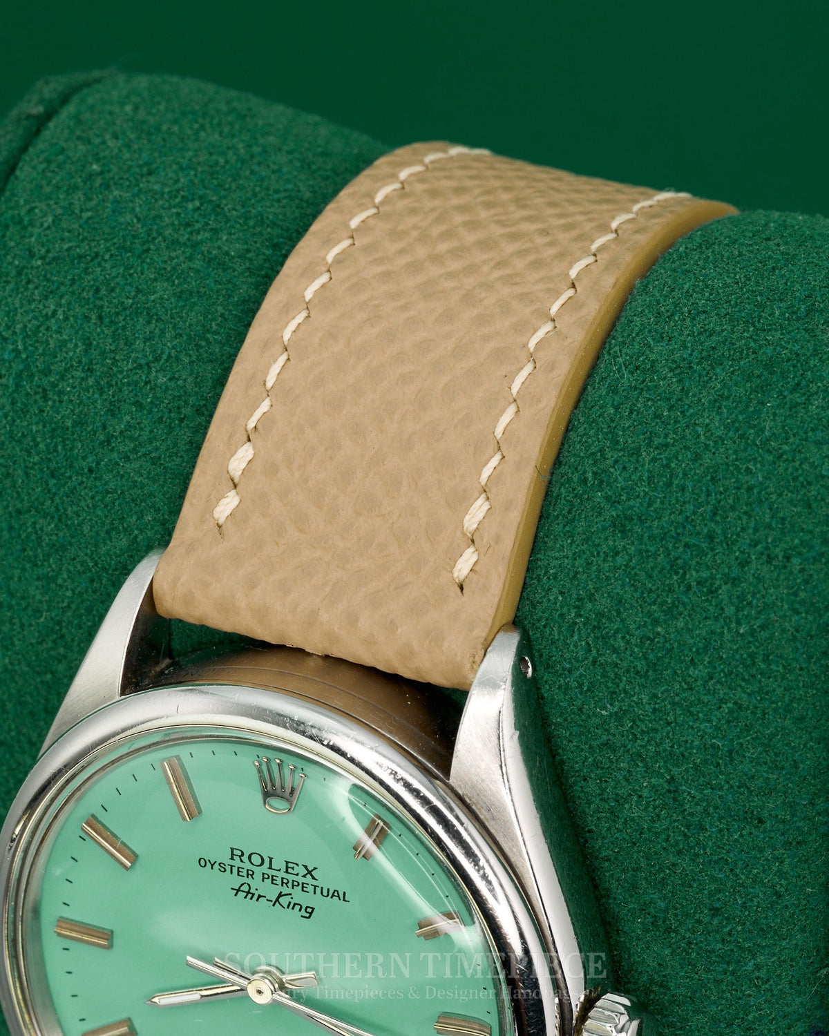 34mm Rolex Air-King Precision with a Custom Tiffany Blue Dial in Stainless Steel on Tan Leather (Ref: 5500)(Year: 1989)