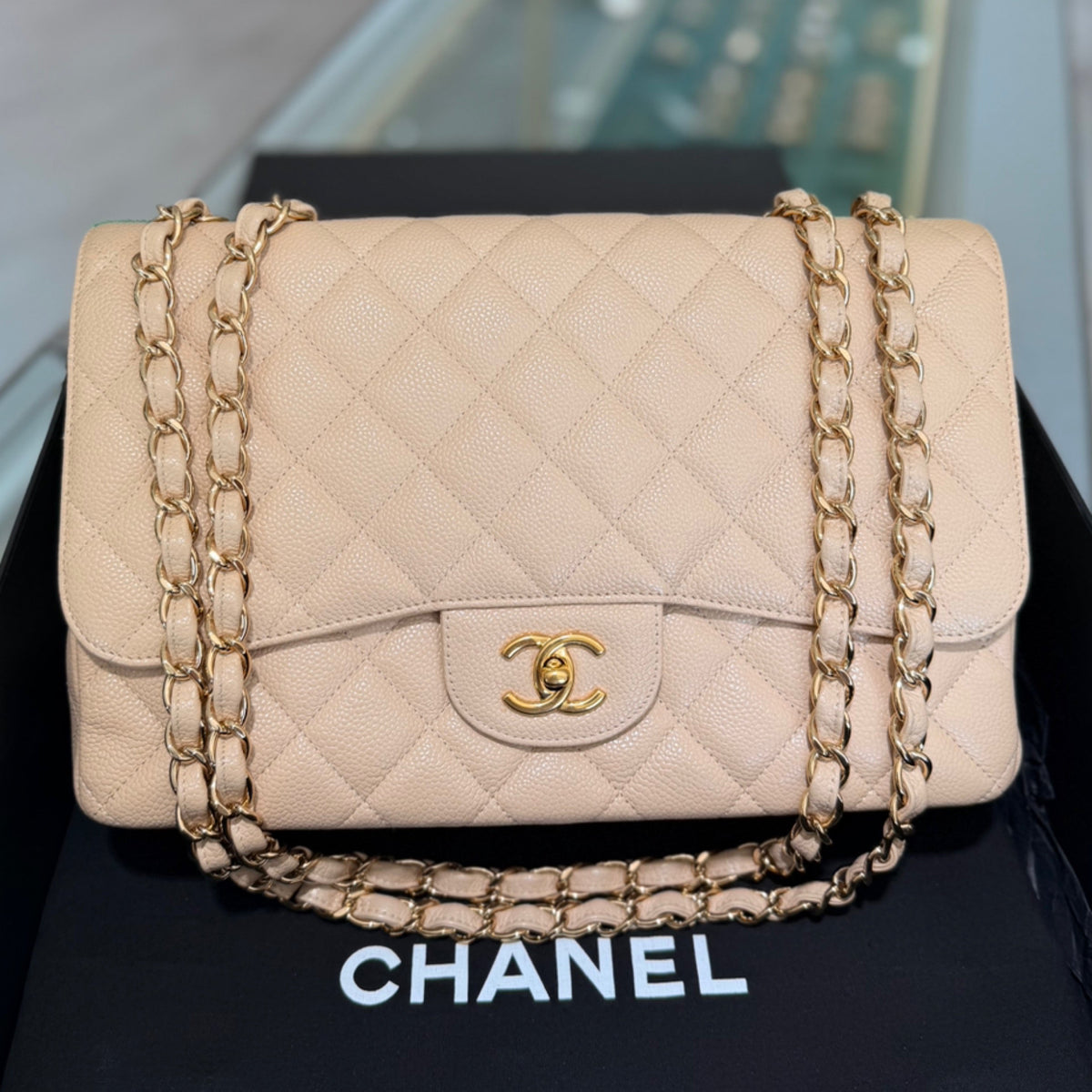 Chanel Jumbo Classic Single Flap - Beige Clair Caviar Leather & Gold Hardware (2009-2010)