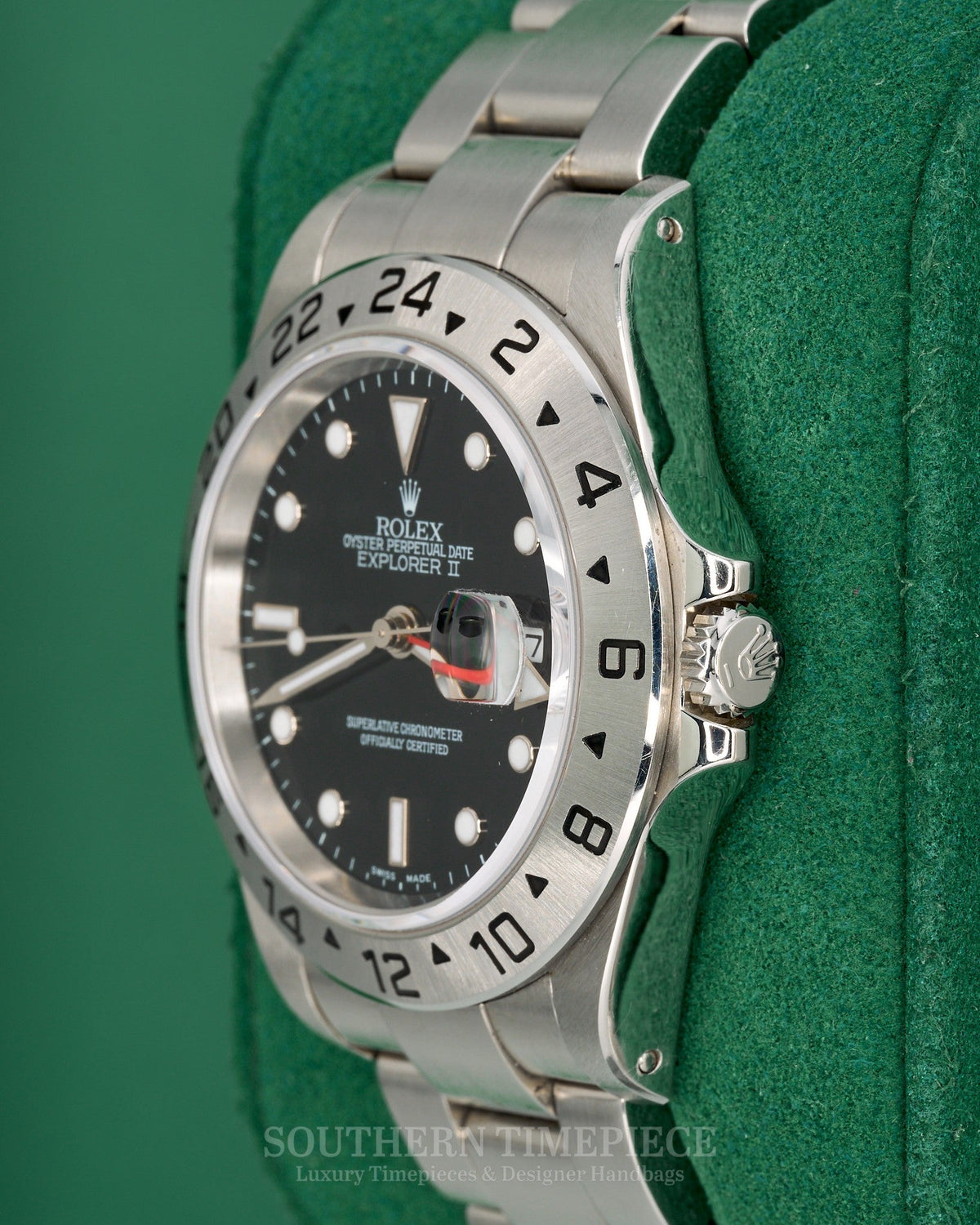 40mm Rolex Explorer II with a Black Dial in Stainless Steel on Oyster (Ref: 16570)(Year: 2002)(Box & Papers)