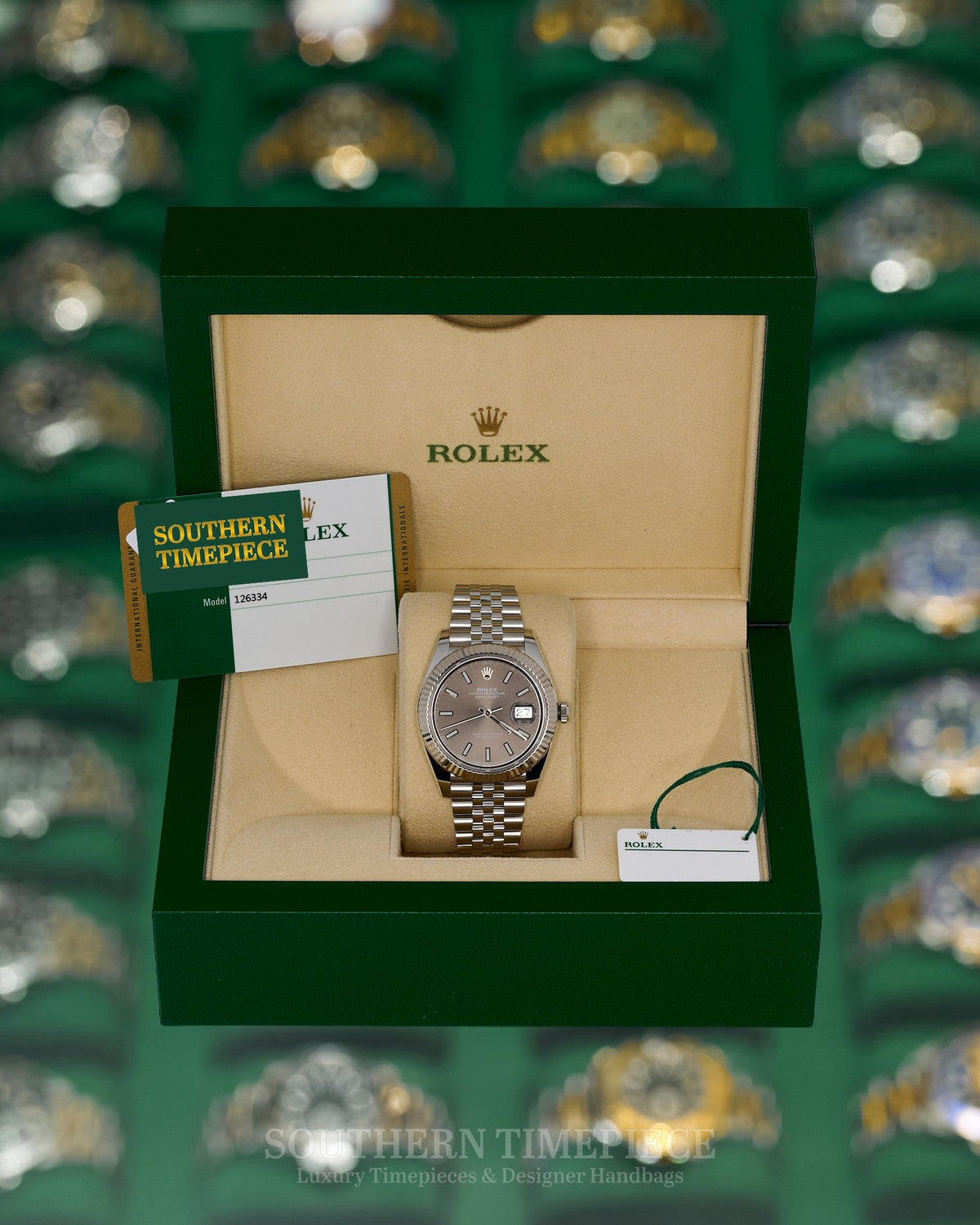 41mm Rolex Datejust with Rhodium Stick Dial in 18kt White Gold & Oystersteel on Jubilee (Ref: 126334)(Year: 2019)(Box & Papers)