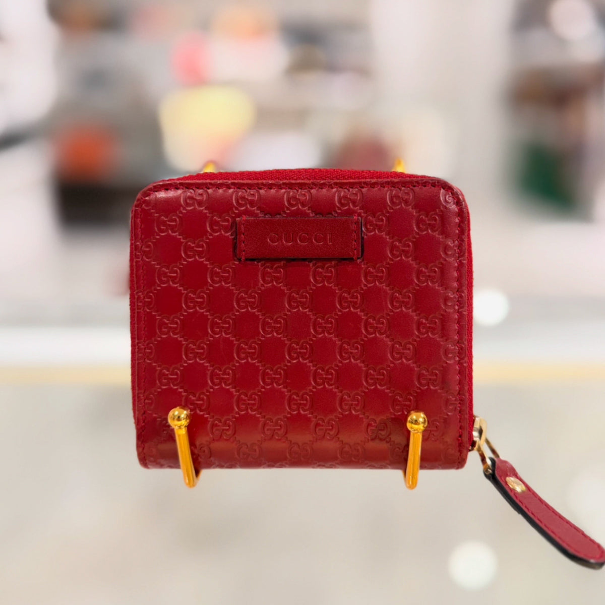 Gucci Compact Wallet - Red Microguccissima Leather