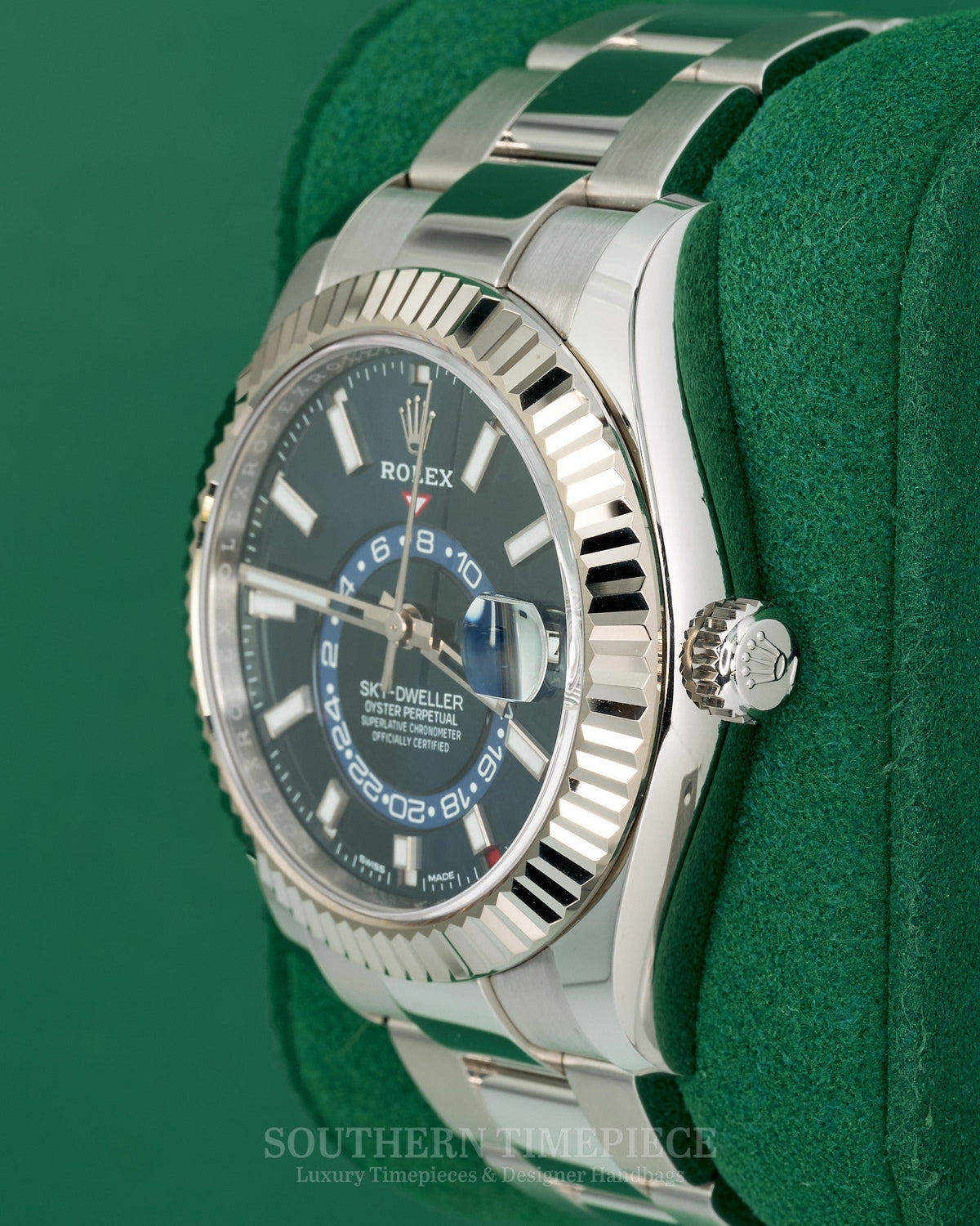 42mm Rolex Sky-Dweller in 18kt White Gold and Oystersteel with Blue Dial on Oyster Bracelet (Ref: 326934)(Year: 2019)(Box & Papers)