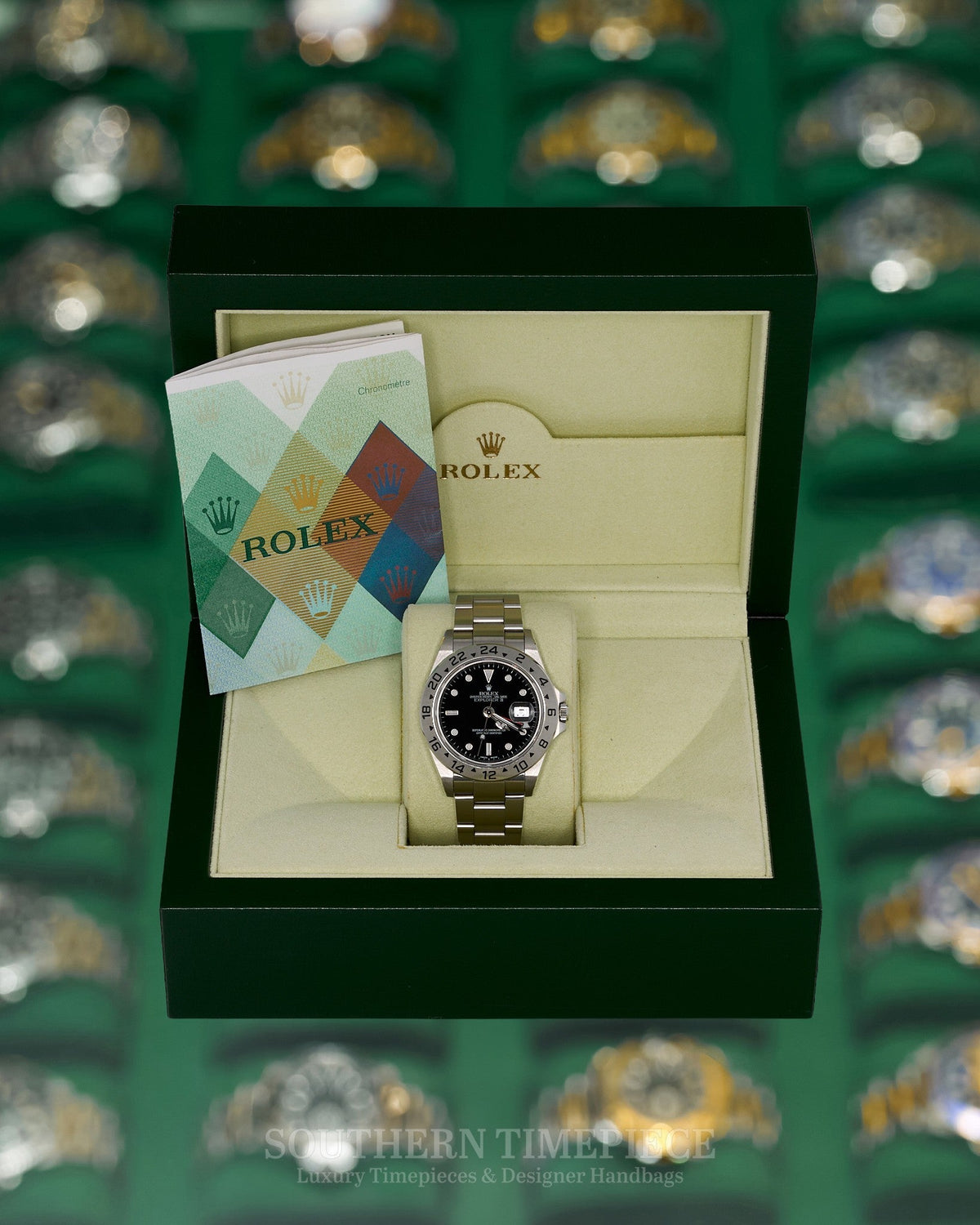40mm Rolex Explorer II with a Black Dial in Stainless Steel on Oyster (Ref: 16570)(Year: 2002)(Box & Papers)