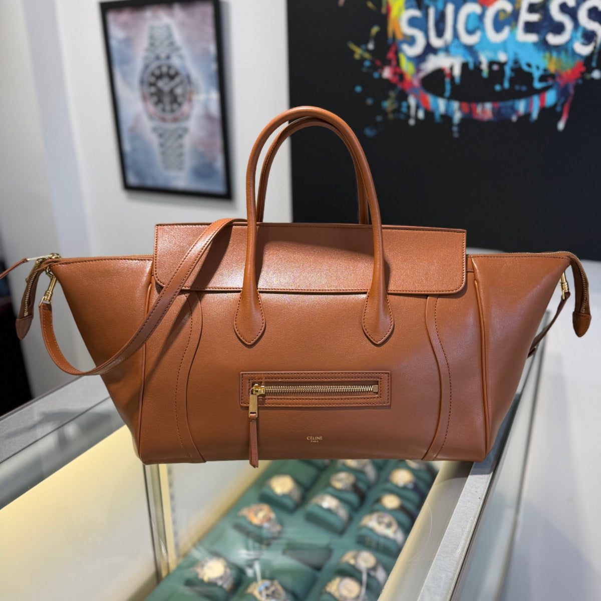 Celine Luggage Tote - Soft Tan Supple Shiny Lambskin Leather