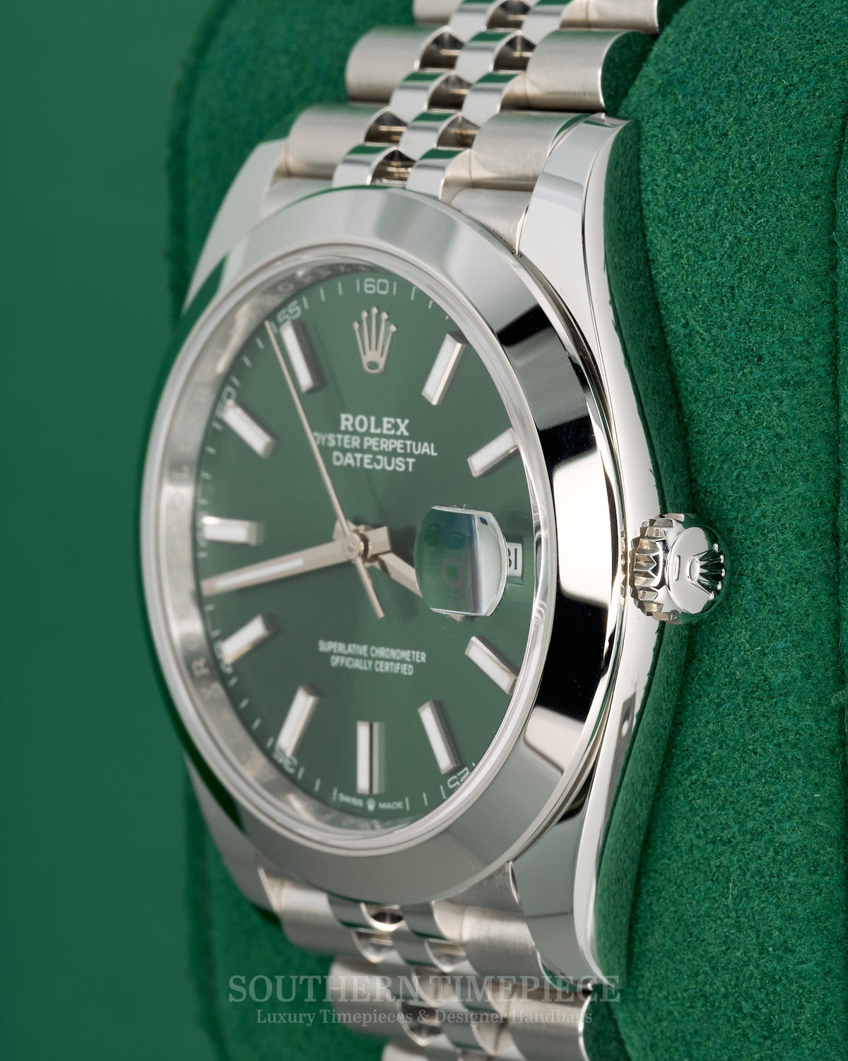 Like New MINT 41mm Rolex Datejust with Mint Green Dial and Smooth Bezel in Stainless Steel on Jubilee (Ref: 126300)(Year: 2025)(Box & Papers)