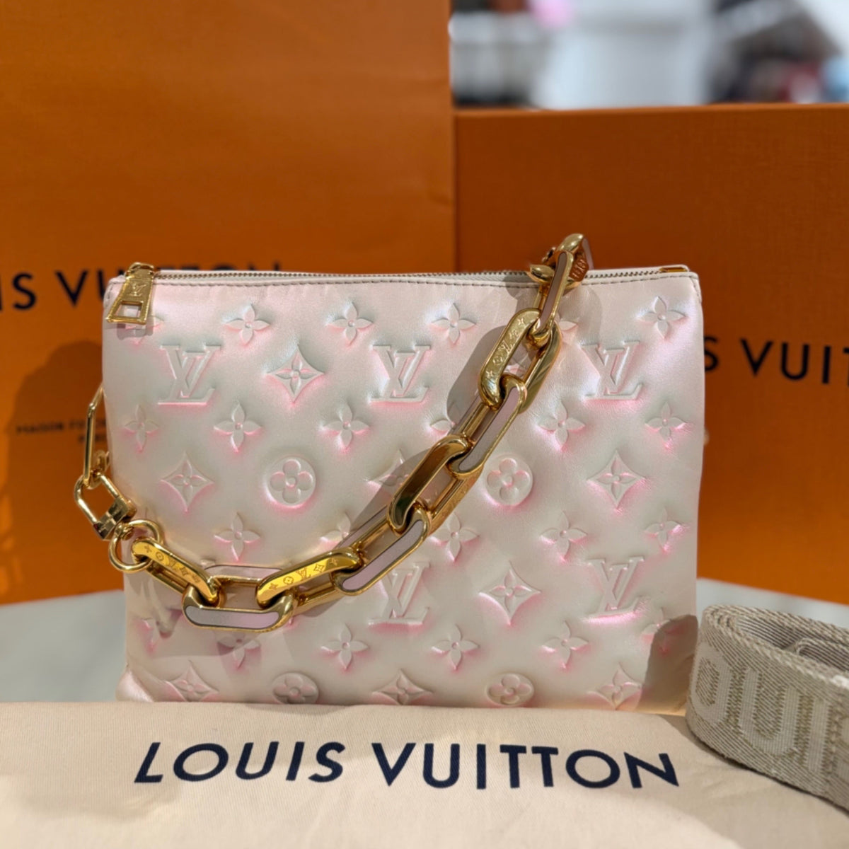 Louis Vuitton Coussin PM - Pearlescent Milky Way Lambskin Leather & Gold Hardware