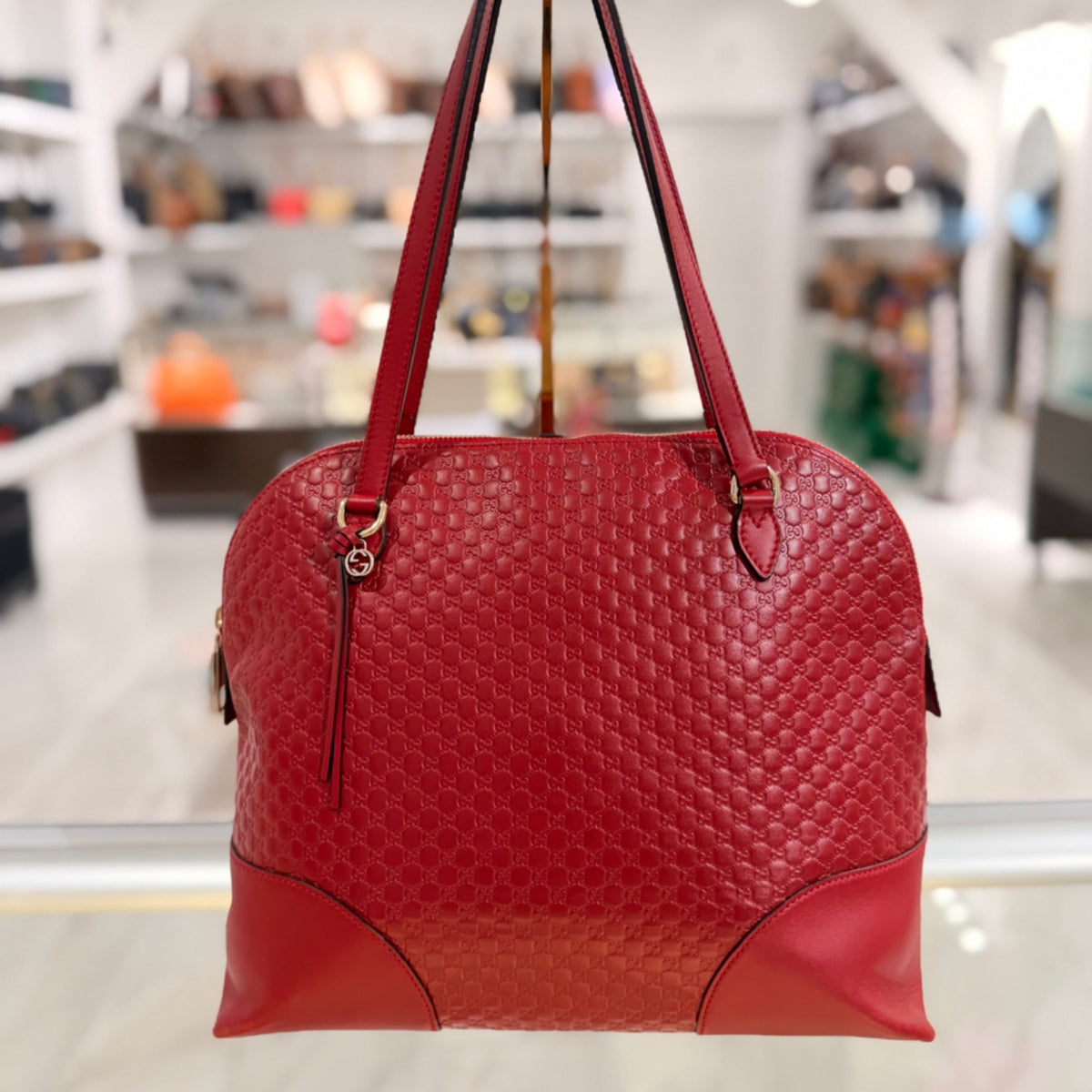 Gucci Signature Bree Dome Tote - Red Guccissima Tote