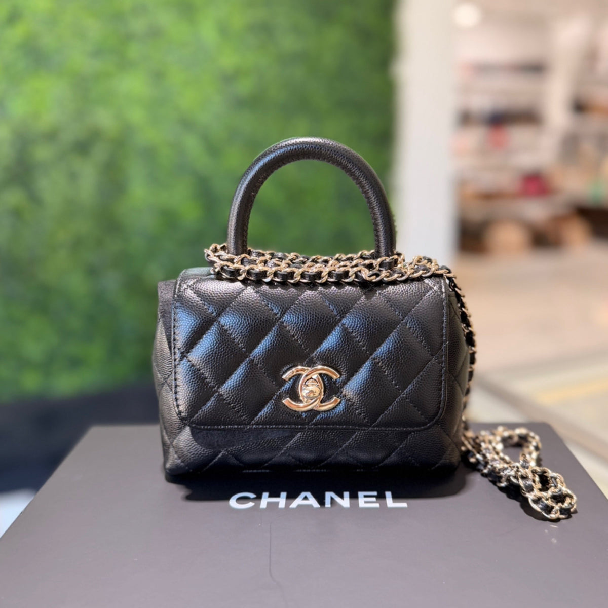 Chanel Extra Mini Coco Top Handle Bag - Black Caviar Leather & Gold Hardware (2021+)