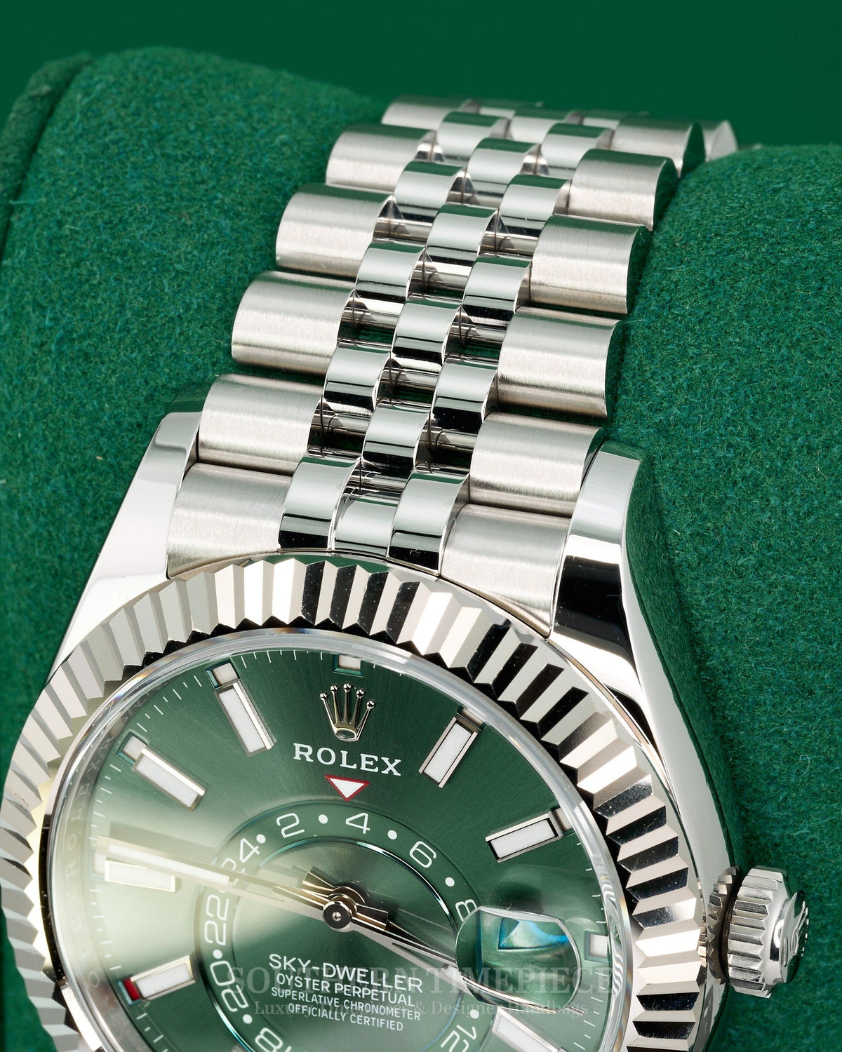 42mm Rolex Sky-Dweller with Mint Green Dial in 18kt White Gold and Oystersteel on Jubilee (Ref: 336934)(Year: 2024)(Box & Papers)