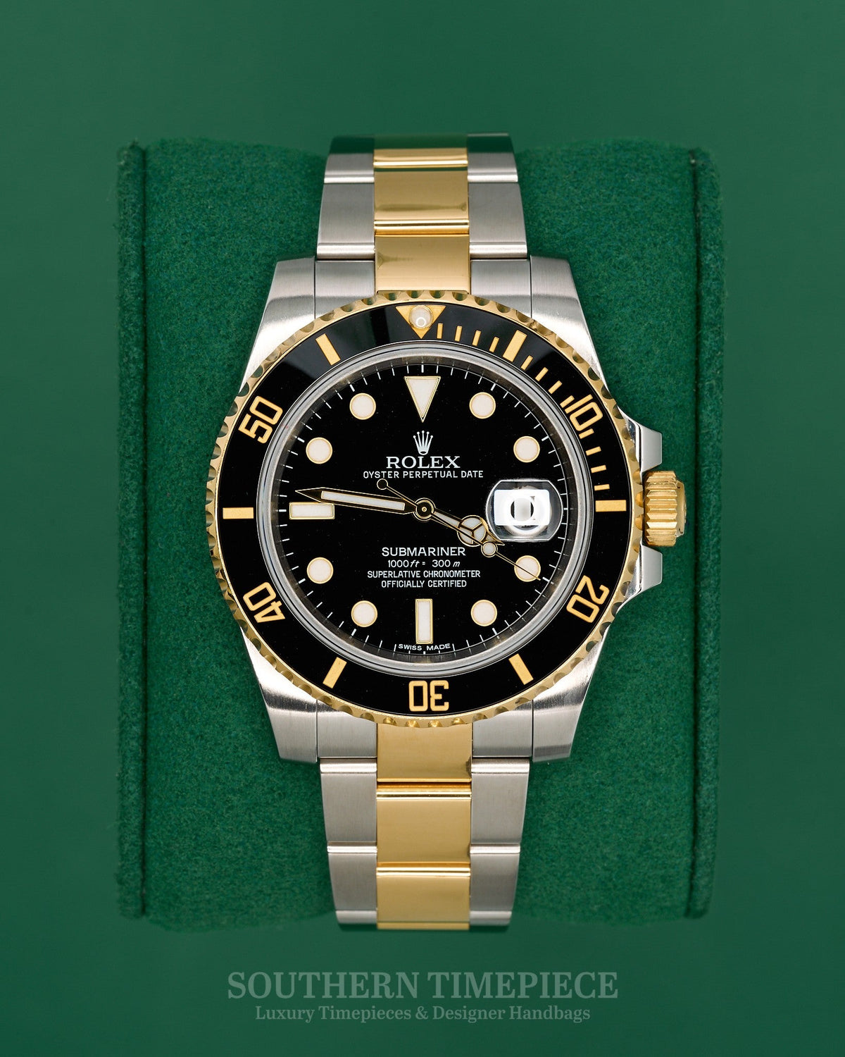 40mm Rolex Submariner with Black Dial and Bezel in 18kt Yellow Gold and Stainless on Oyster (Ref: 116613LN)(Year: 2016)(Box & Papers)
