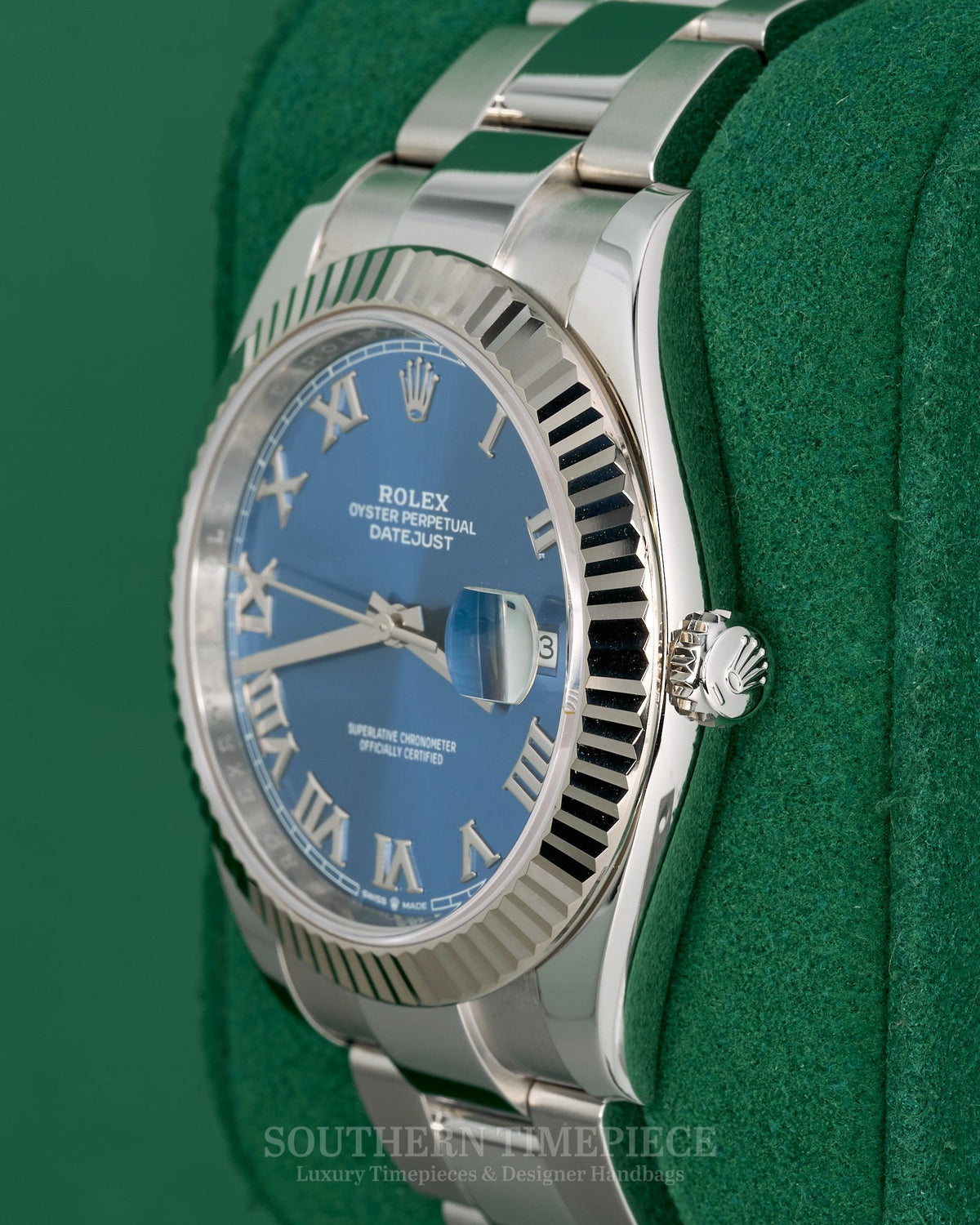41mm Rolex Datejust with Blue Roman Dial in 18kt White Gold & Oystersteel on Oyster Bracelet (Ref: 126334)(Year: 2024)(Box & Papers)