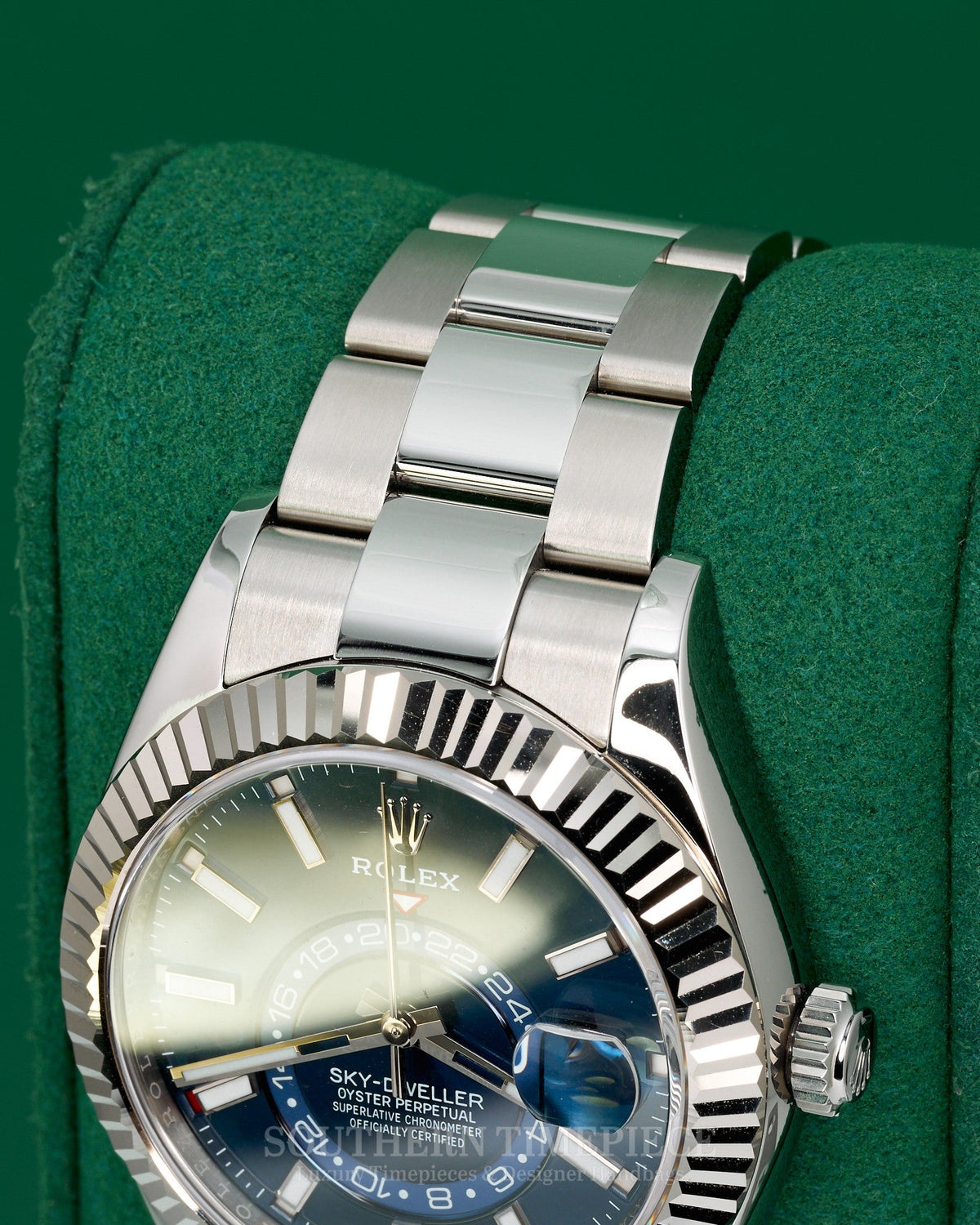 42mm Rolex Sky-Dweller in 18kt White Gold and Oystersteel with Blue Dial on Oyster Bracelet (Ref: 326934)(Year: 2018)(Box & Papers)