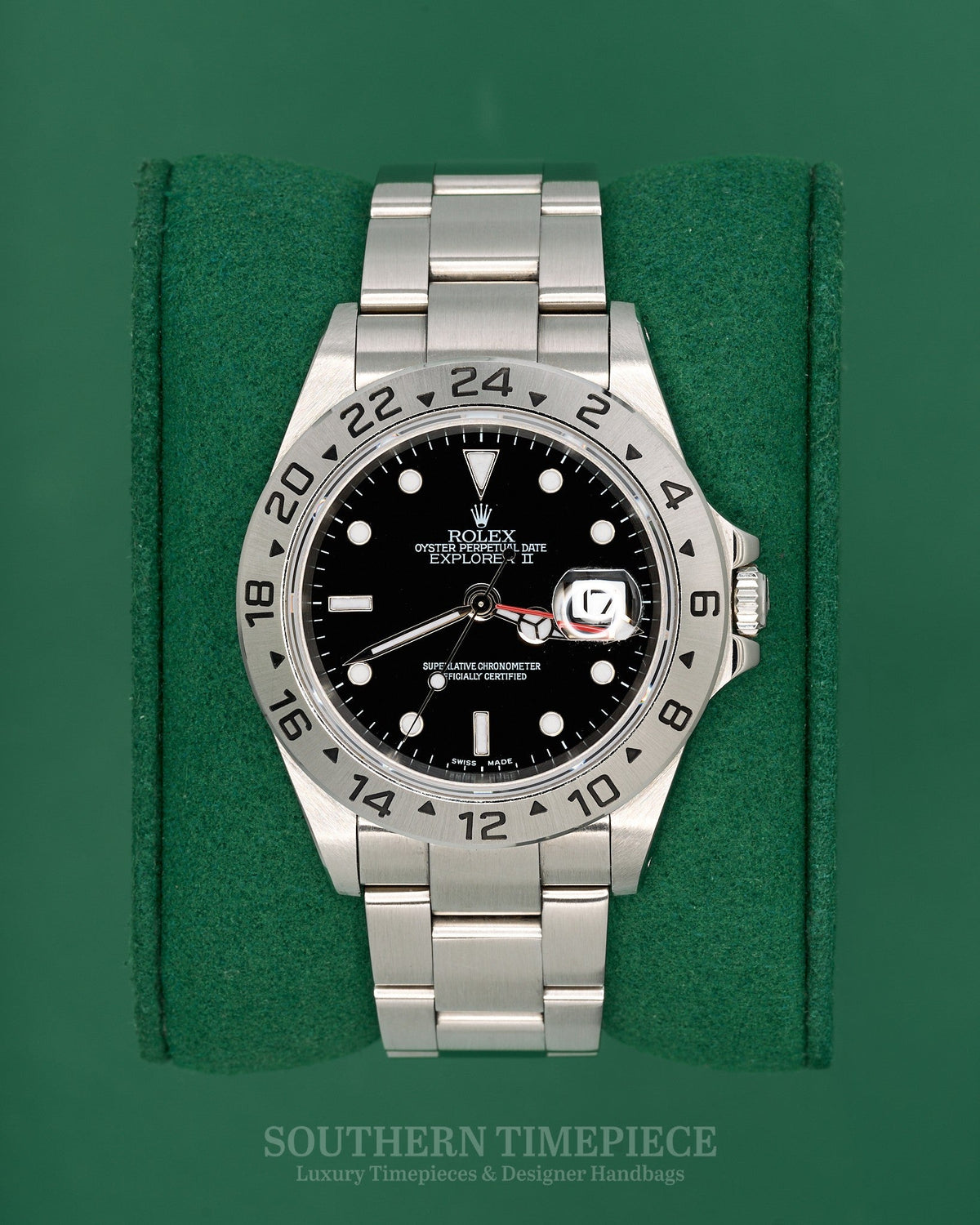 40mm Rolex Explorer II with a Black Dial in Stainless Steel on Oyster (Ref: 16570)(Year: 2002)(Box & Papers)