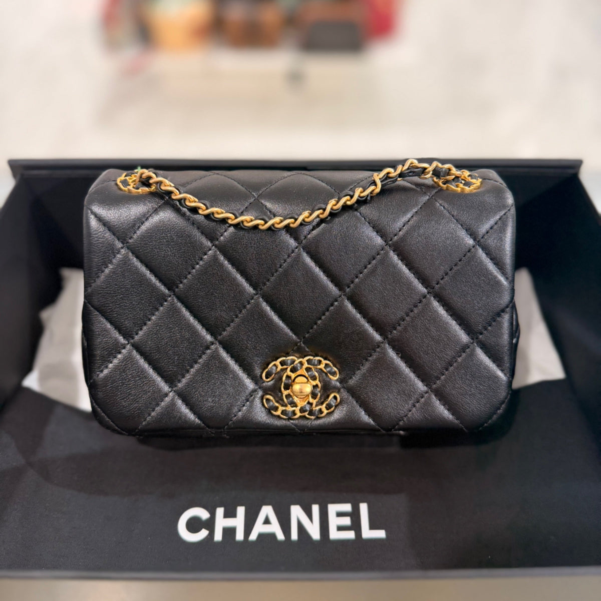 Chanel Mini Flap Bag - Black Lambskin Leather & Gold Hardware (2024)