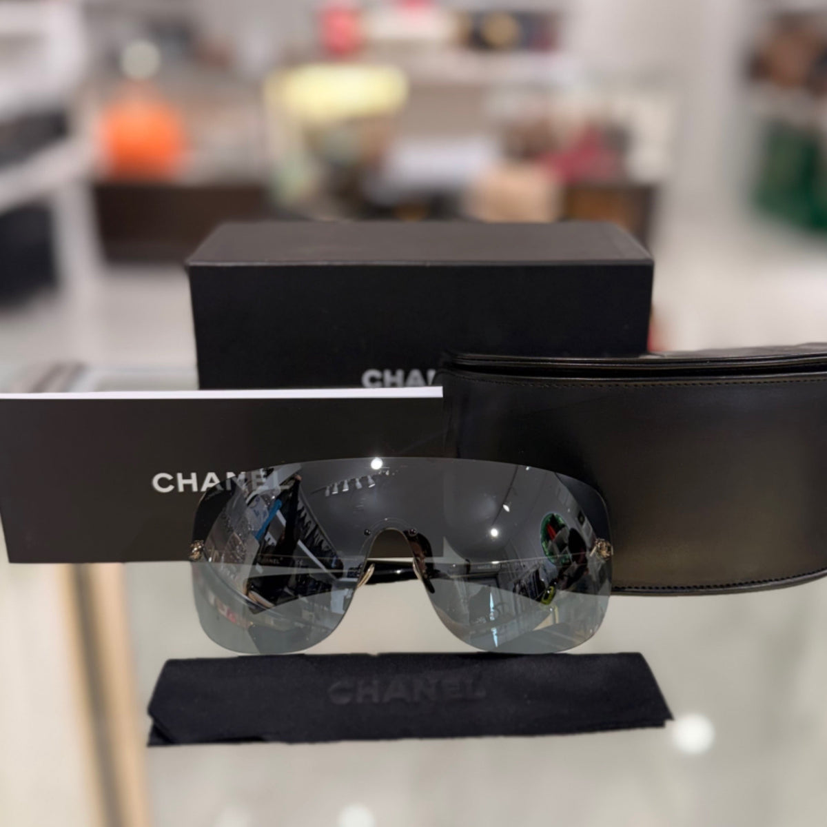 Chanel Frameless Shield Sunglasses - Gold-tone Metal