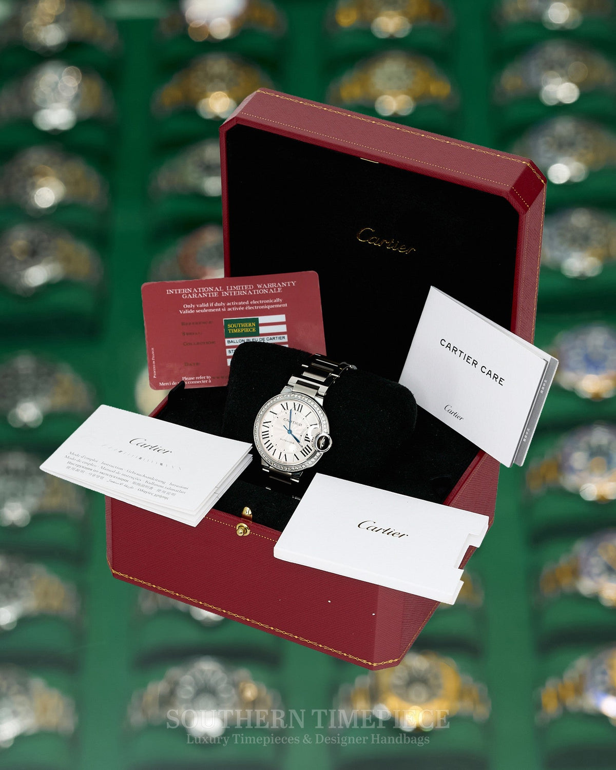 36mm Cartier Ballon Bleu in Stainless Steel with Factory Diamond Bezel (Ref: W4BB0024)(Year: 2022)(Box & Papers)