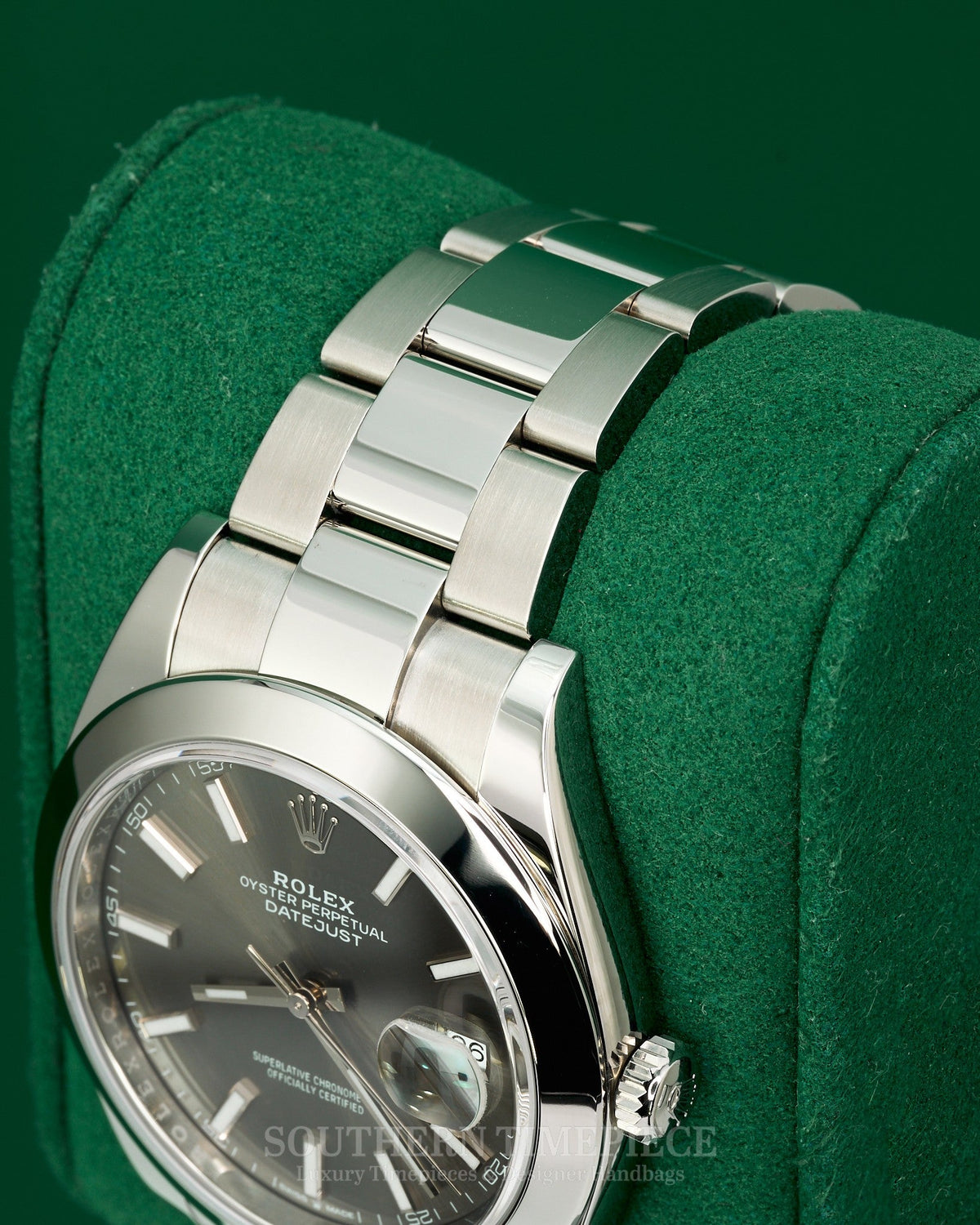 41mm Rolex Datejust with Rhodium Stick Dial in Stainless Steel on Oyster Bracelet (Ref: 126300)(Year: 2020)(Box & Papers)