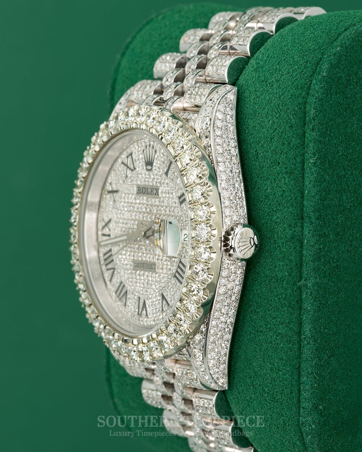 41mm Rolex Datejust with Full Custom Set Natural Diamonds on Jubilee Bracelet (Ref: 126300)(Year: 2021)(Box & Papers)