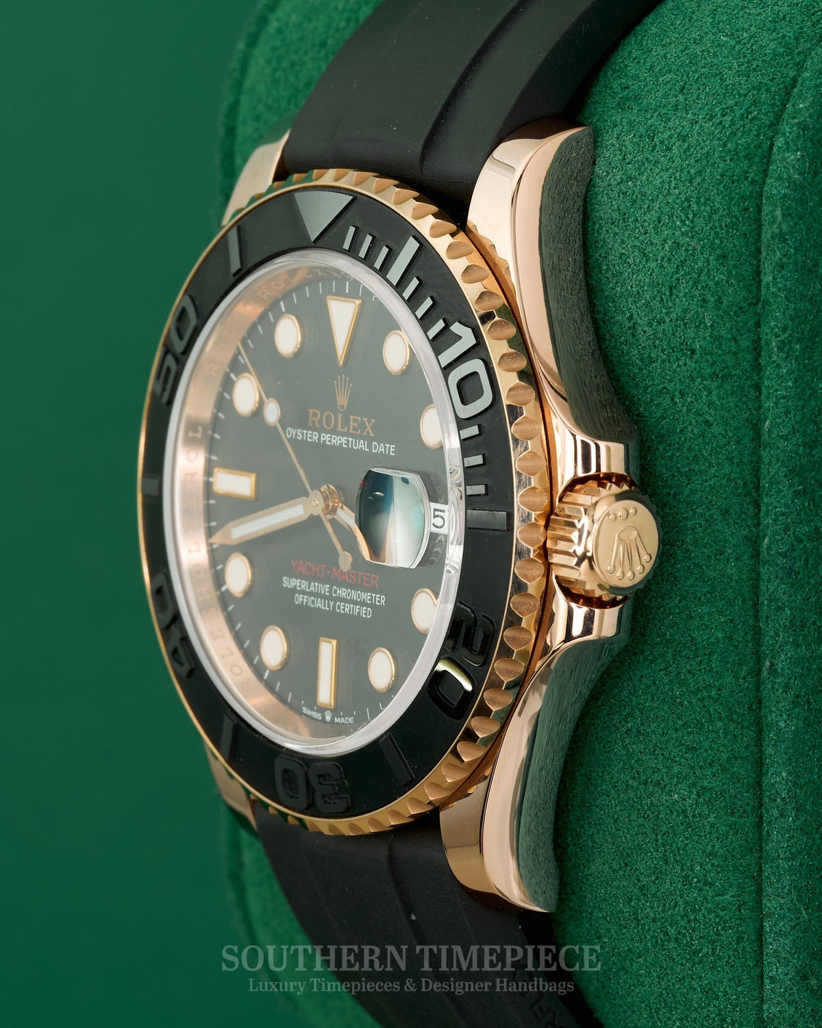 40mm Rolex Yacht-Master in Solid 18kt Everose on Oysterflex with Black Dial and Bezel (Ref: 126655)(Year: 2020)(Box & Papers)