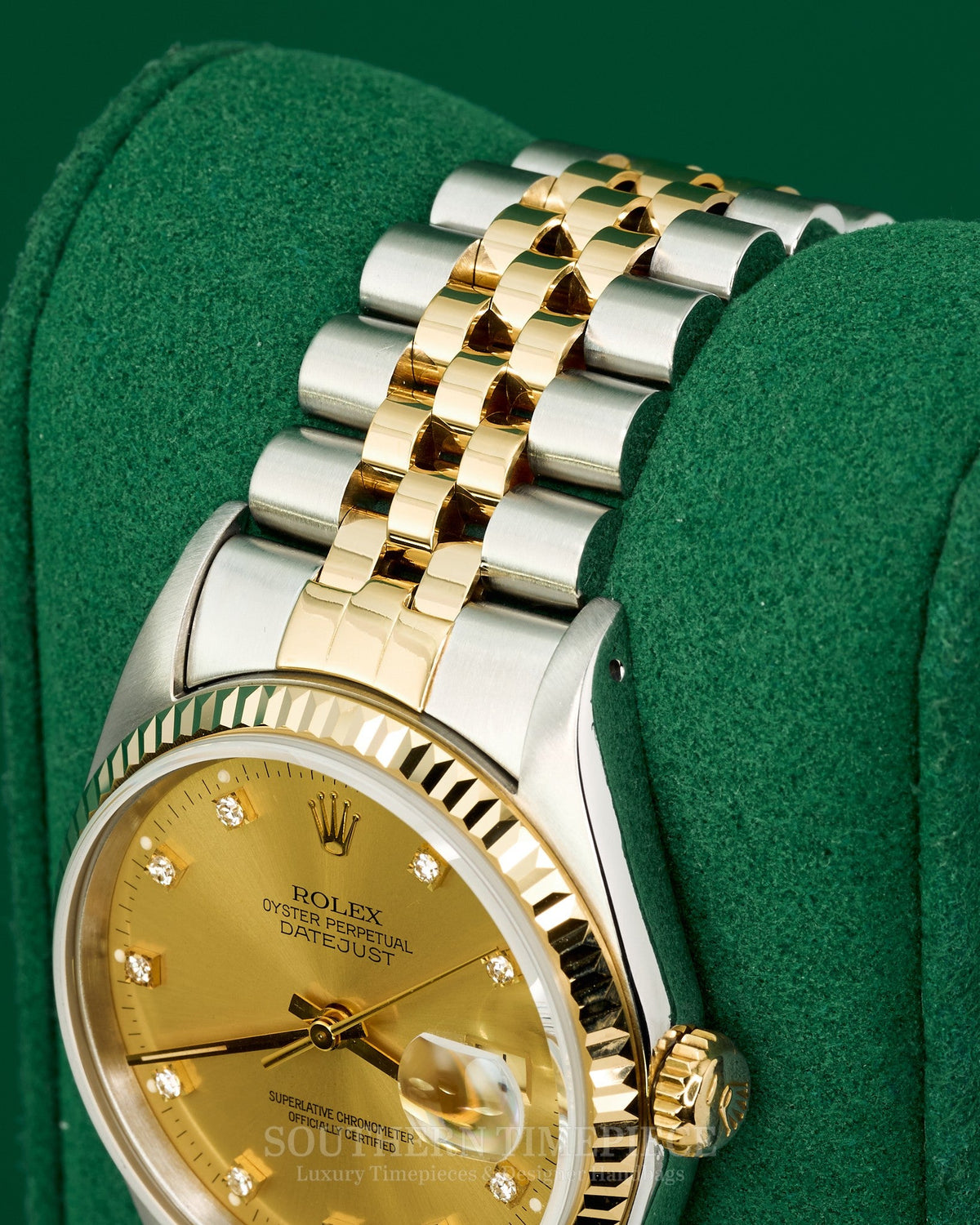 36mm Rolex Datejust with Factory Champagne Diamond Dial in 18kt Yellow Gold & Stainless on Jubilee (Ref: 16233)(Year: 1991)
