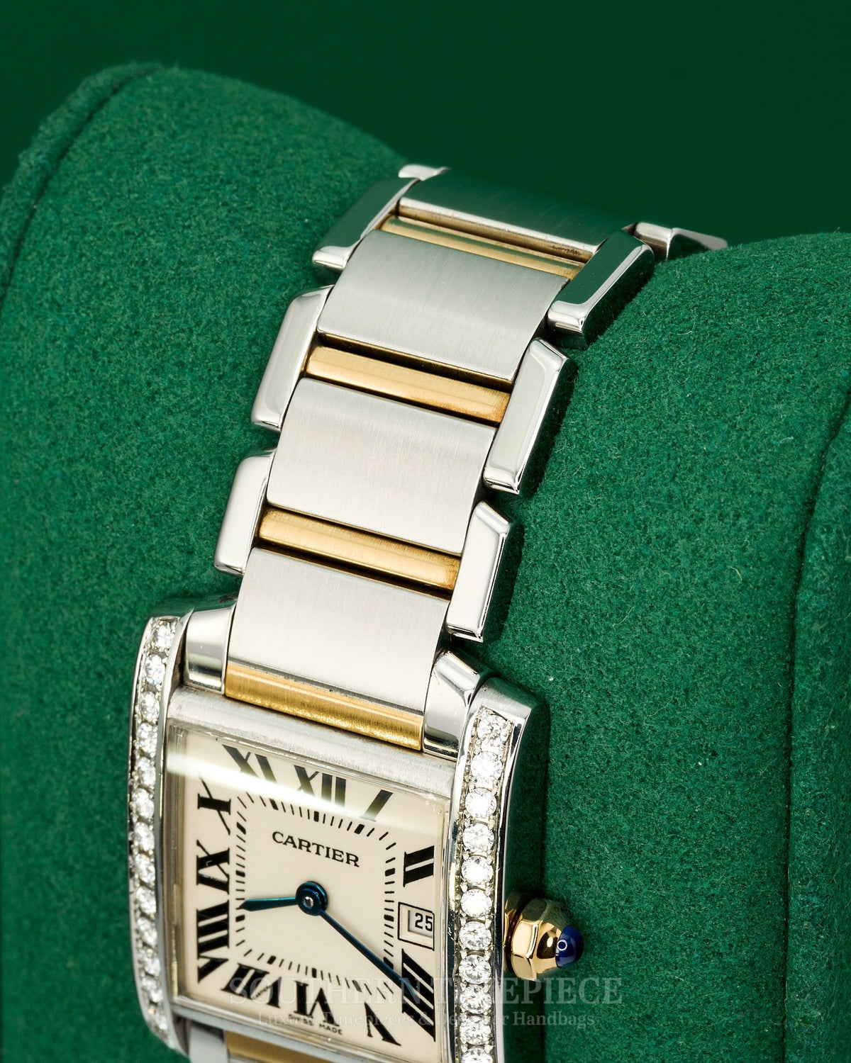 32mm Cartier Tank Francaise Medium in 18kt Yellow Gold and Stainless with Custom Diamonds (Ref: W51012Q4)(Year: 2000's-2010's)