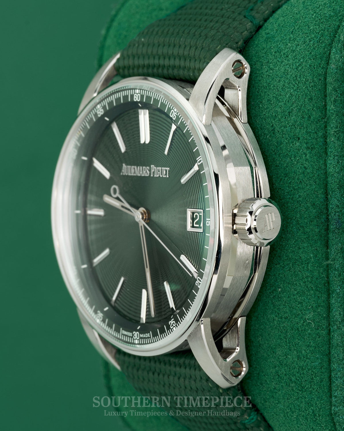 Brand New 2024 41mm Audemars Piguet Code 11.59 Green in Stainless Steel on Green Rubber (Ref: 15210ST)(Year: 2024)(Box & Papers)