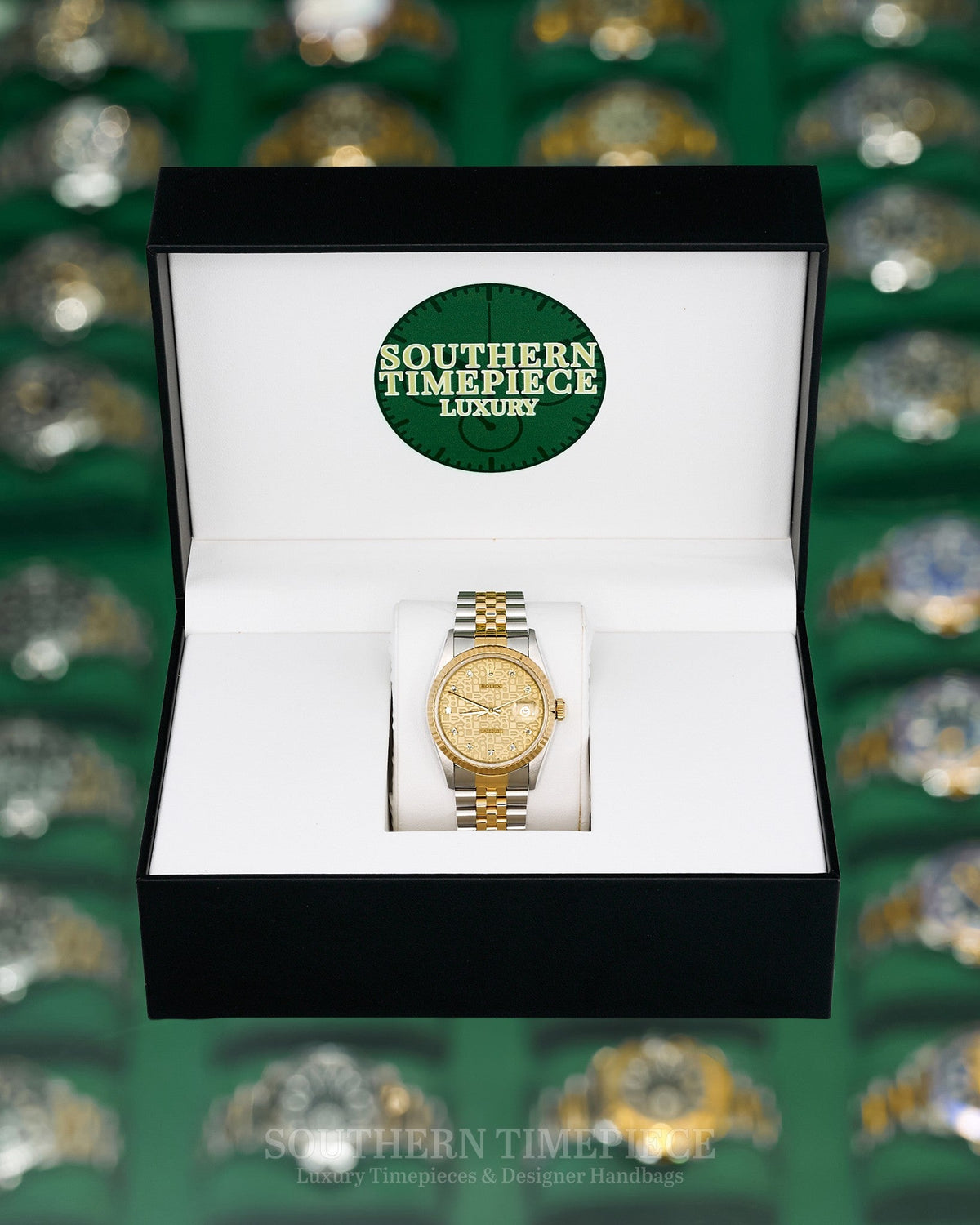 36mm Rolex Datejust in 18kt Yellow Gold and Stainless with Rare Factory Champagne Anniversary Diamond Dial on Jubilee (Ref: 16233)(Year: 1993)