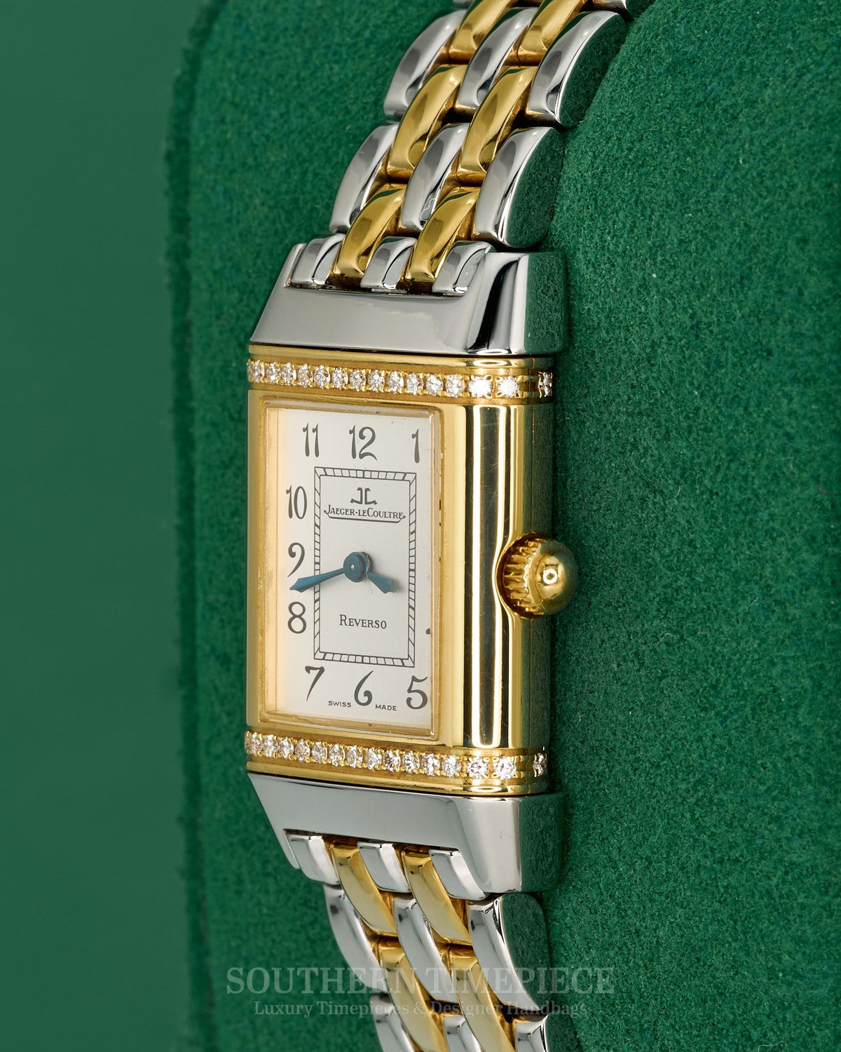 33.2x20.7mm Jaeger Le-Coultre Reverso Florale in 18kt Yellow Gold and Steel with Factory Diamonds (Ref: Q2655120)