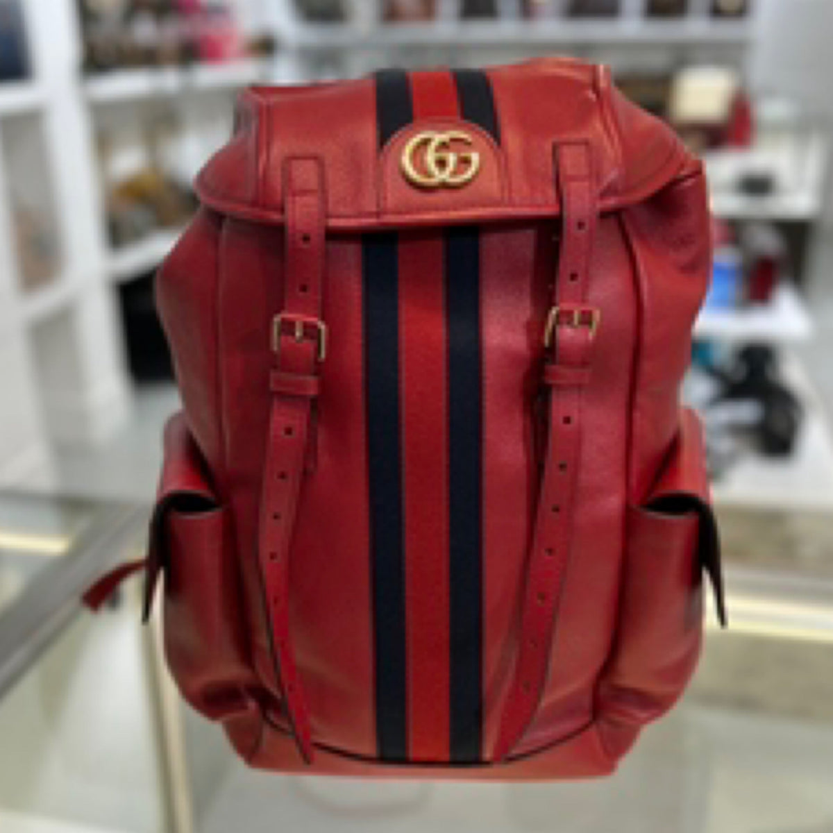 Gucci Ophidia GG Medium Backpack - Red Calfskin Leather