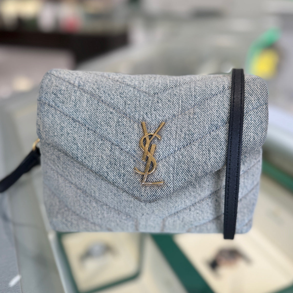 Saint Laurent YSL Toy LouLou - Denim & Gold Hardware