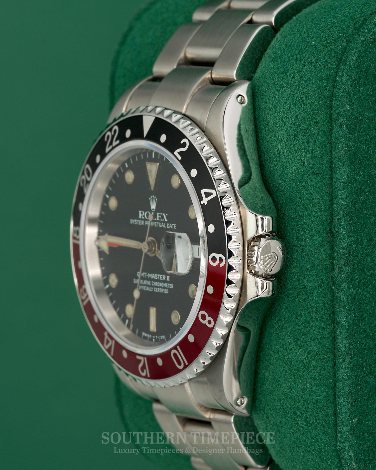 40mm Rolex GMT Master II "Coke" "Fat Lady" in Stainless Steel on Oyster (Ref: 16760)(Year: 1985)(Vintage)