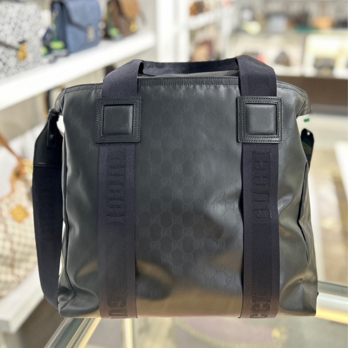 Gucci Crystal Tote Bag - Black GG Crystal Canvas